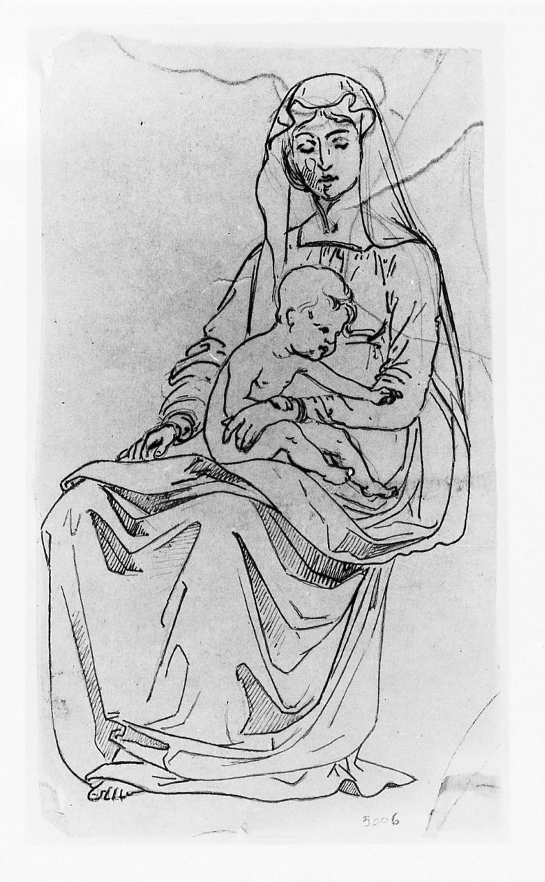 Madonna con Bambino (disegno) di Saltini Pietro (terzo quarto sec. XIX)