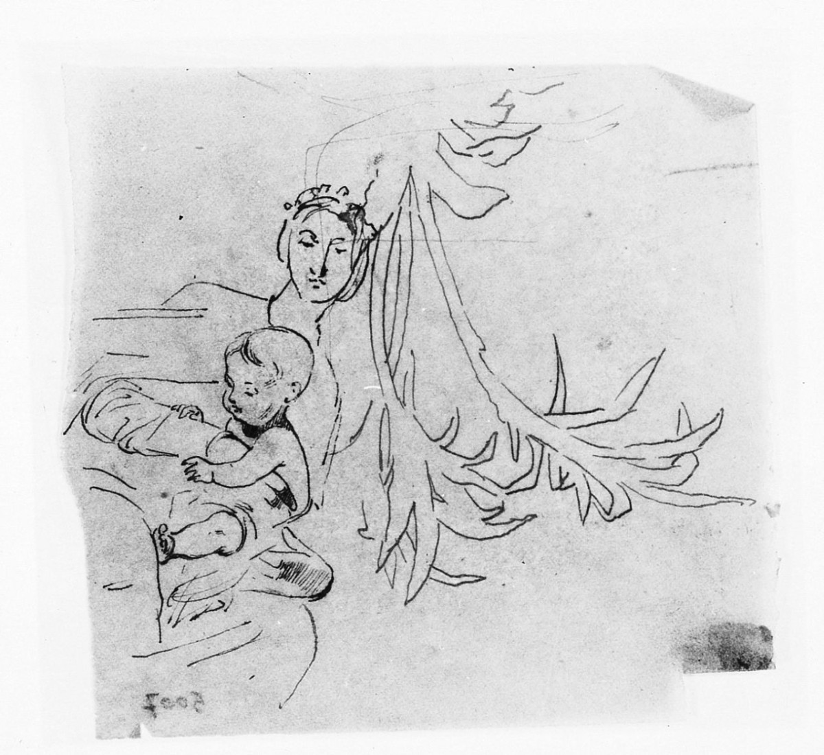 Madonna con Bambino (disegno) di Saltini Pietro (terzo quarto sec. XIX)