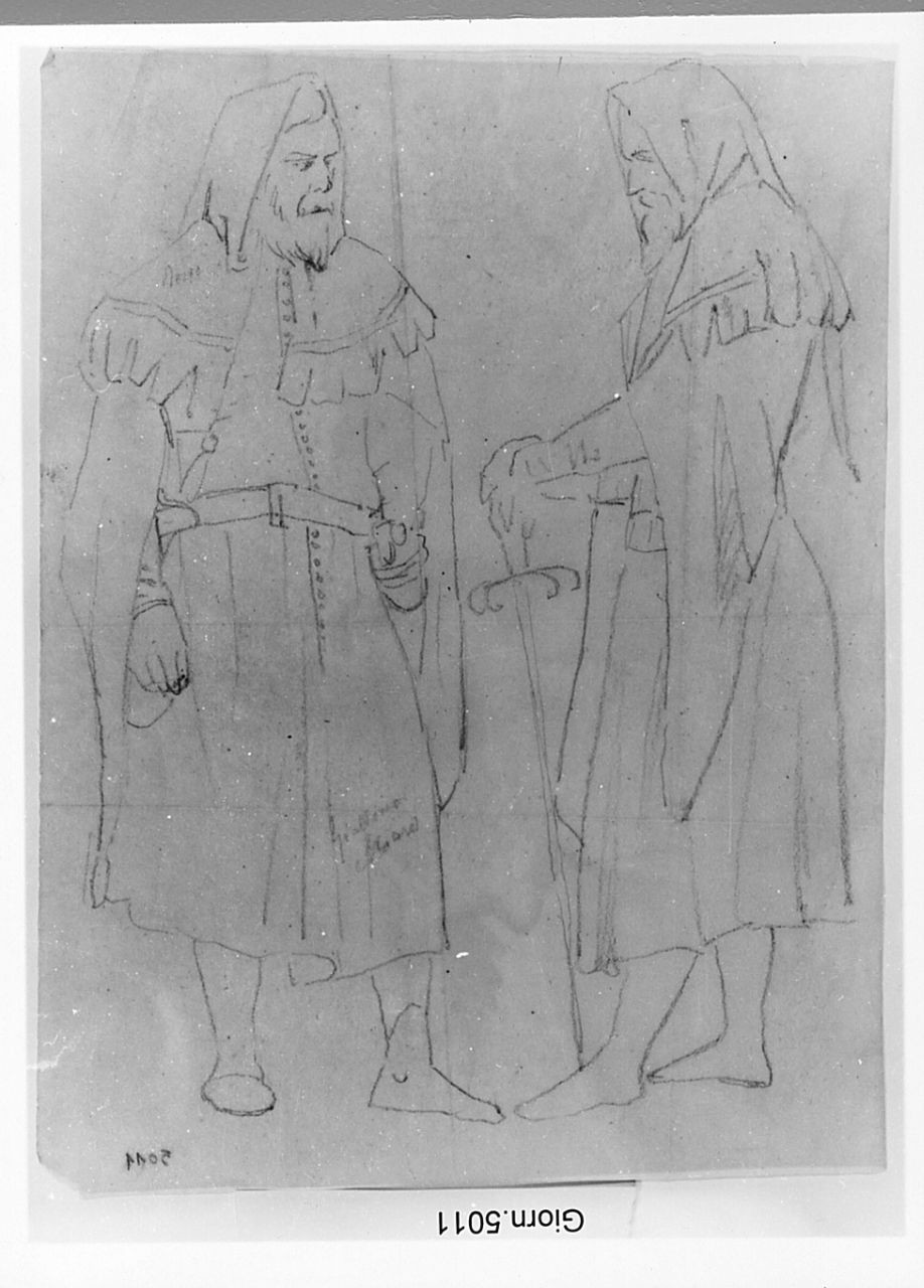 soldati, figure maschili (disegno) di Saltini Pietro (terzo quarto sec. XIX)