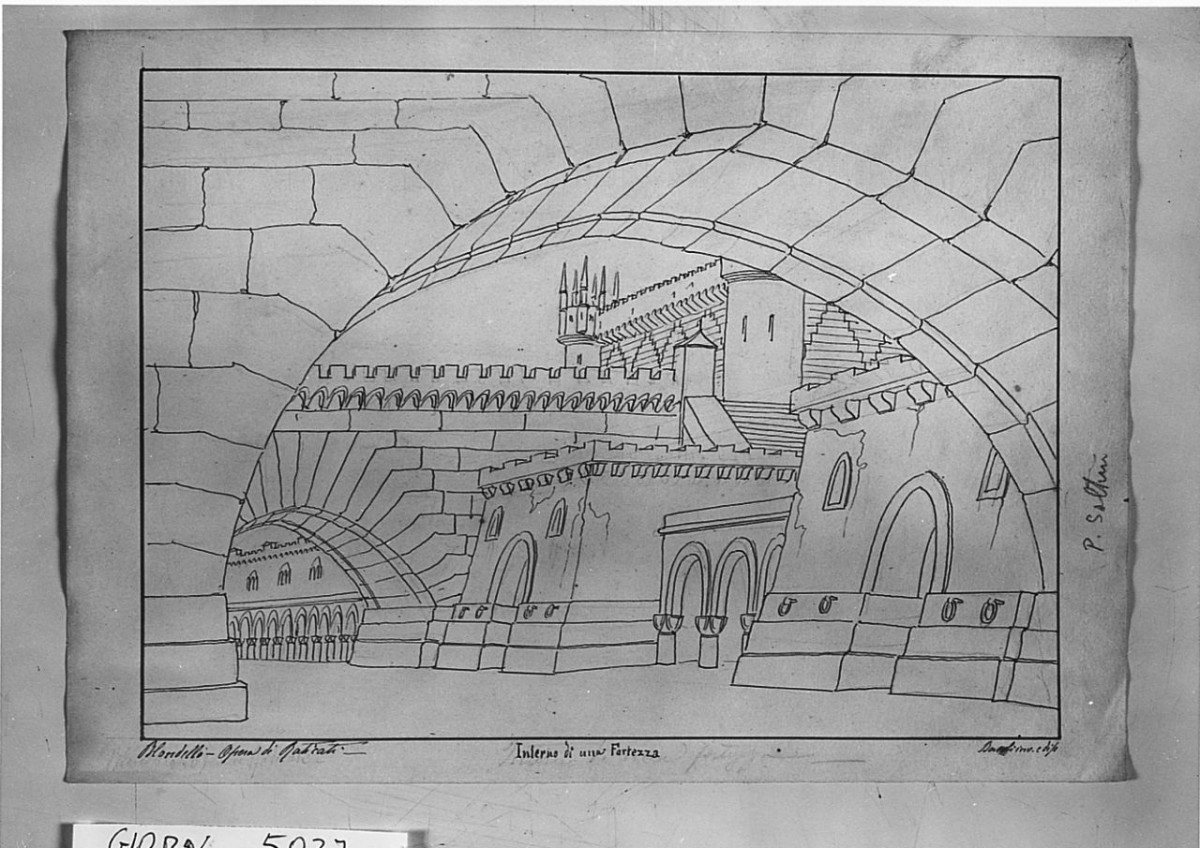 Studi di scenografia, architettura (disegno) di Saltini Pietro (terzo quarto sec. XIX)