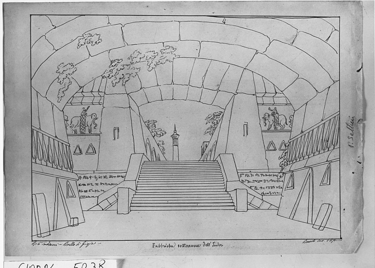 Studi di scenografia, architettura (disegno) di Saltini Pietro (terzo quarto sec. XIX)