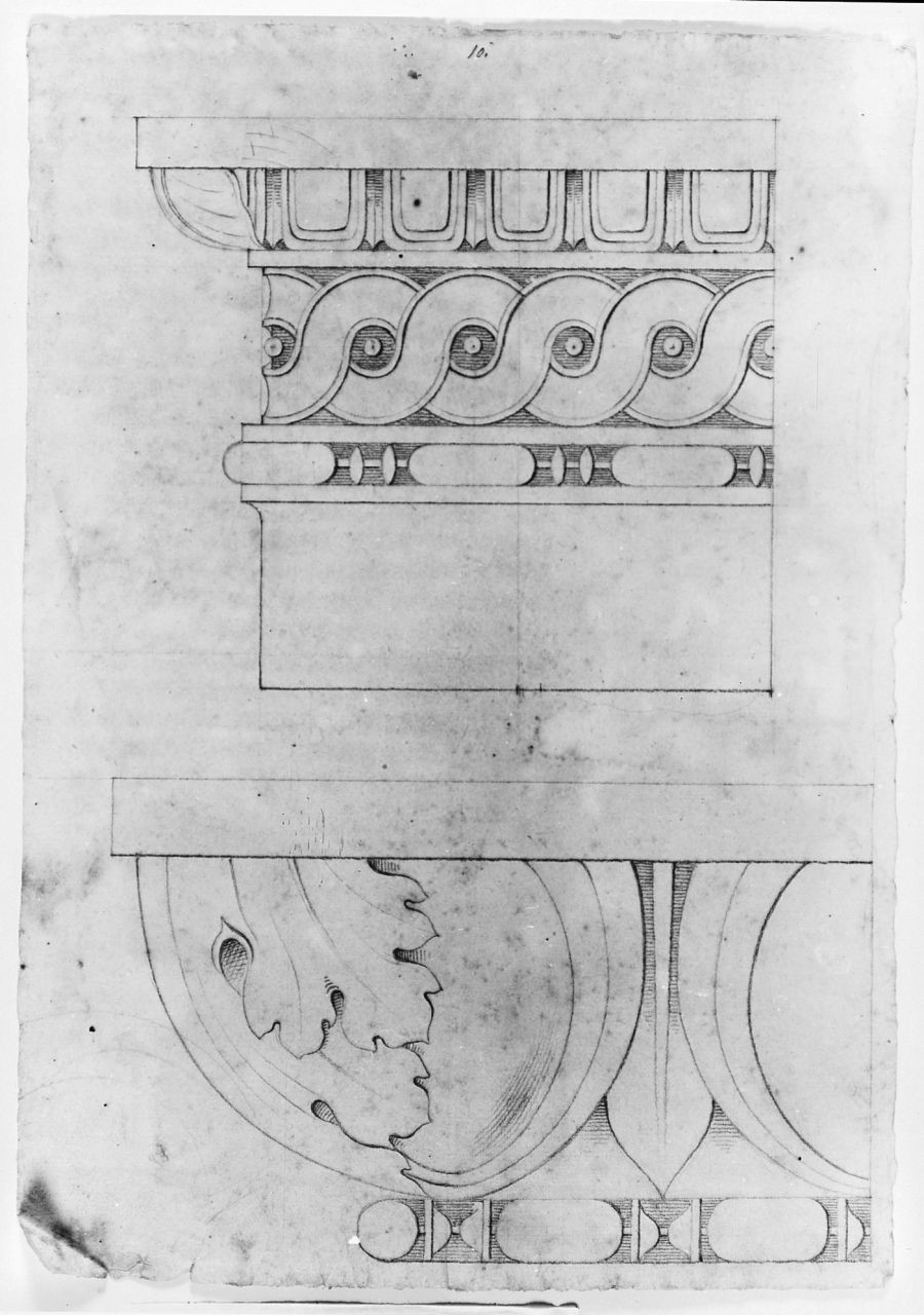motivi decorativi architettonici (disegno) di Saltini Pietro (terzo quarto sec. XIX)