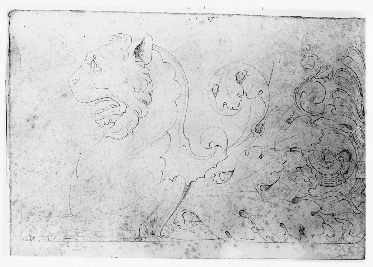 motivi decorativi vegetali e animali (disegno) di Saltini Pietro (terzo quarto sec. XIX)