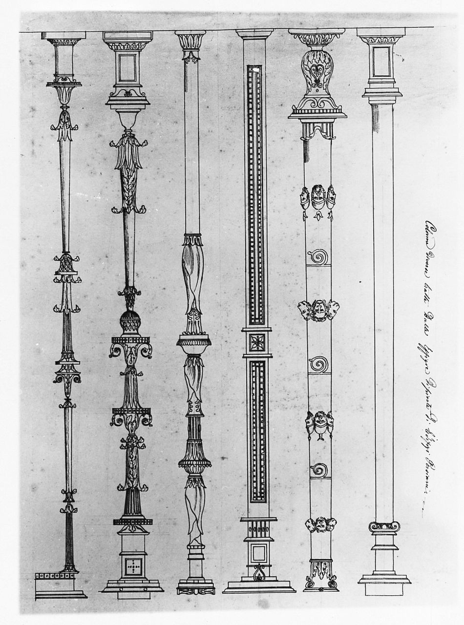 motivi decorativi architettonici (disegno) di Saltini Pietro (terzo quarto sec. XIX)
