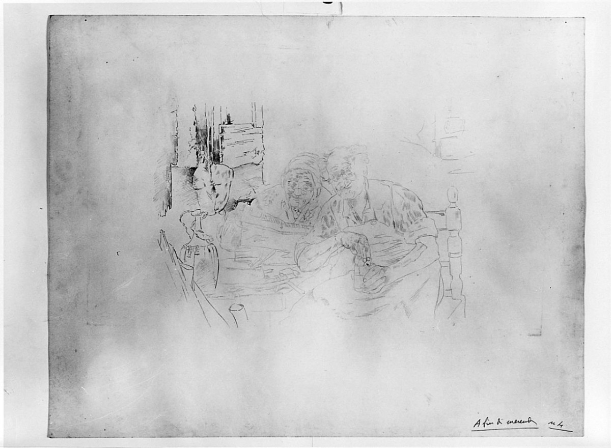 scena familiare (disegno) di Saltini Pietro (terzo quarto sec. XIX)