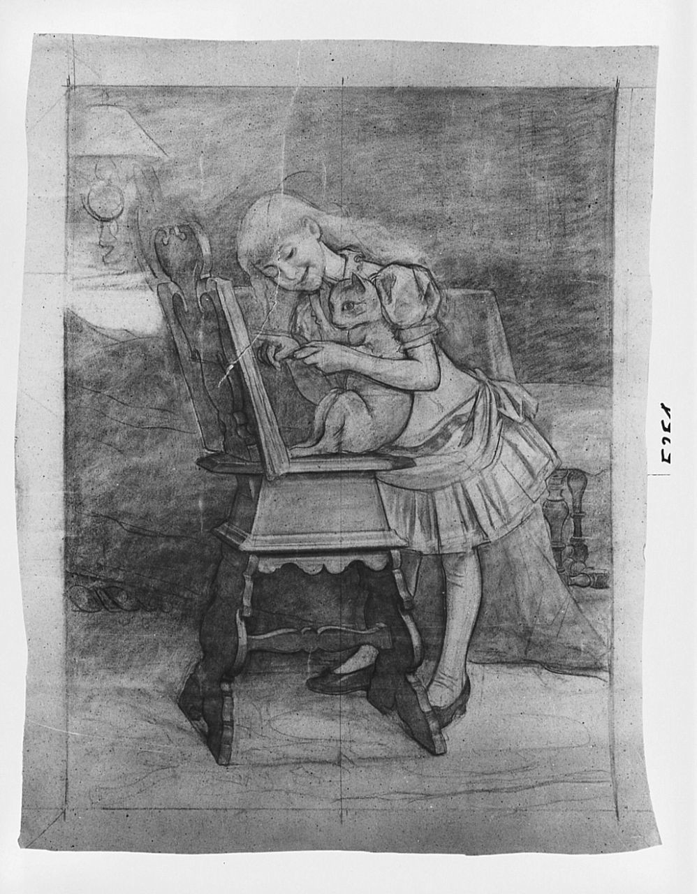 Studio per il quadro Listruzione obbligatoria, bambina (disegno) di Saltini Pietro (terzo quarto sec. XIX)