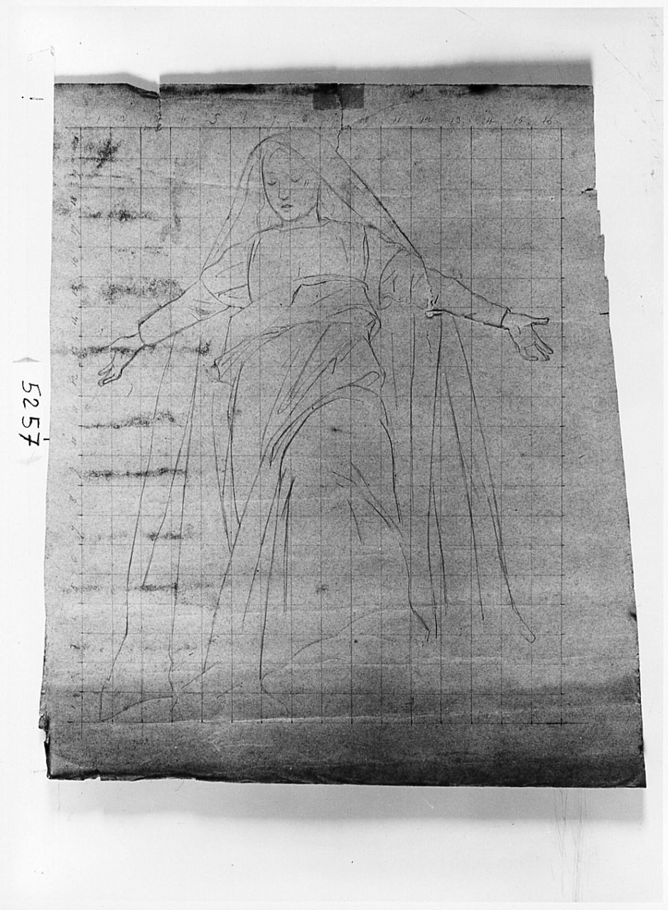Studio di una Vergine per il quadro I Sette Santi fondatori, Madonna (disegno) di Saltini Pietro (terzo quarto sec. XIX)