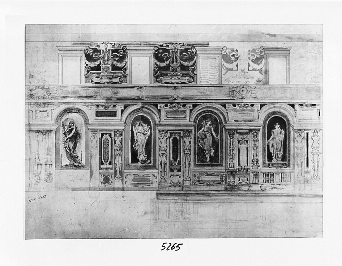 disegno geometrico (disegno) di Saltini Pietro (terzo quarto sec. XIX)