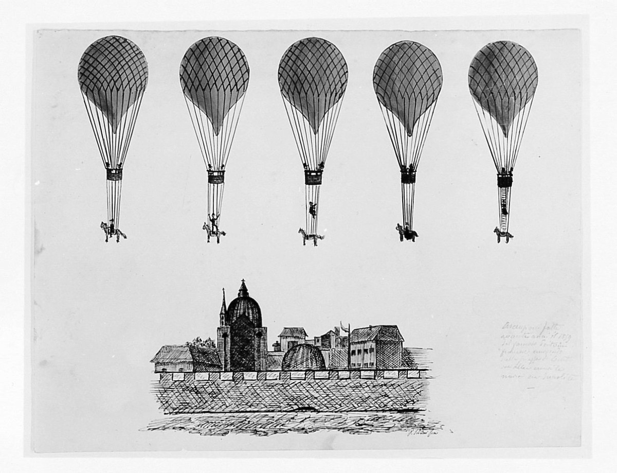 mongolfiere (disegno) di Saltini Pietro (sec. XIX)
