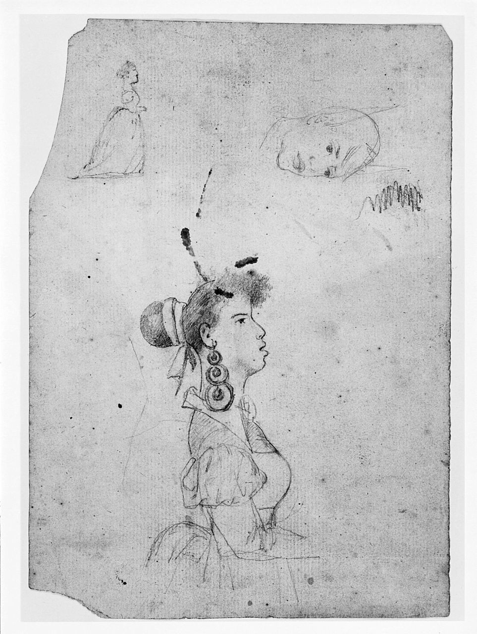 caricatura, figura femminile (disegno) di Saltini Pietro (terzo quarto sec. XIX)