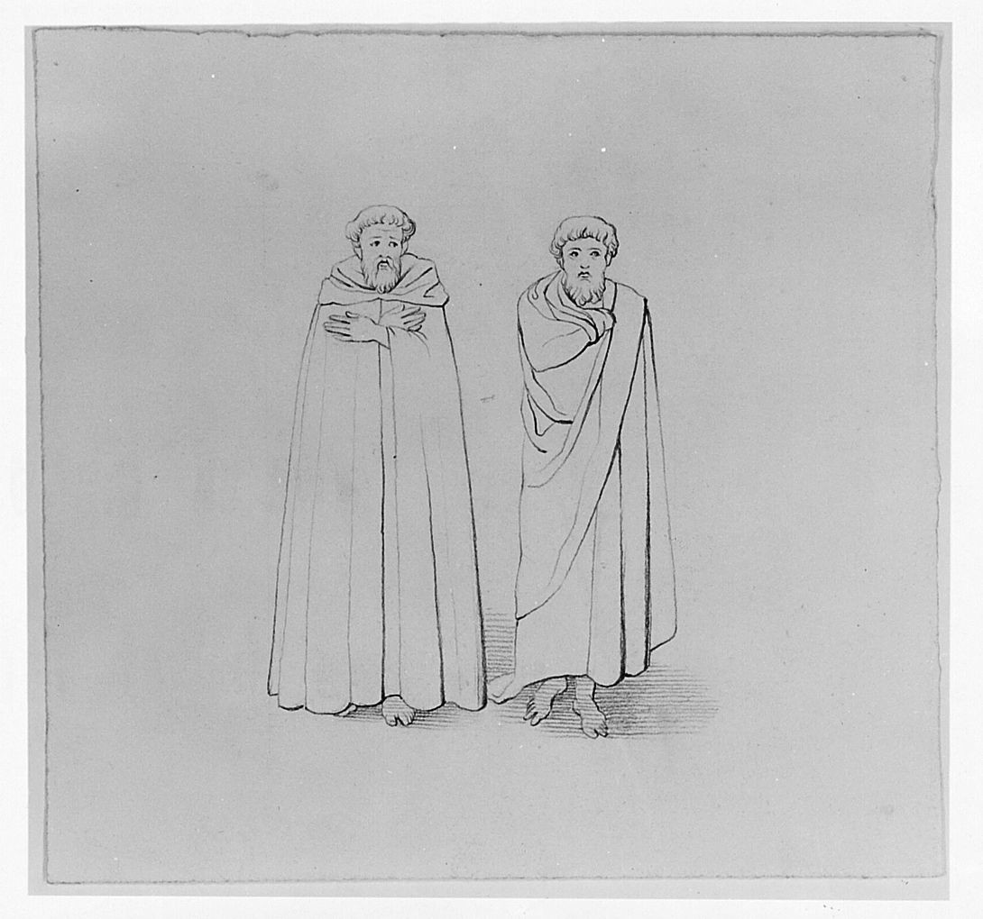 Due frati, figure maschili (disegno) di Saltini Pietro (terzo quarto sec. XIX)