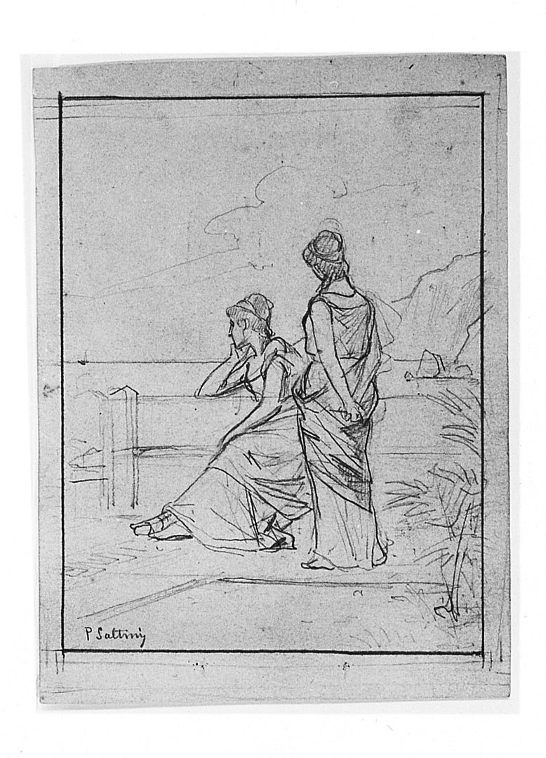 figure femminili (disegno) di Saltini Pietro (terzo quarto sec. XIX)