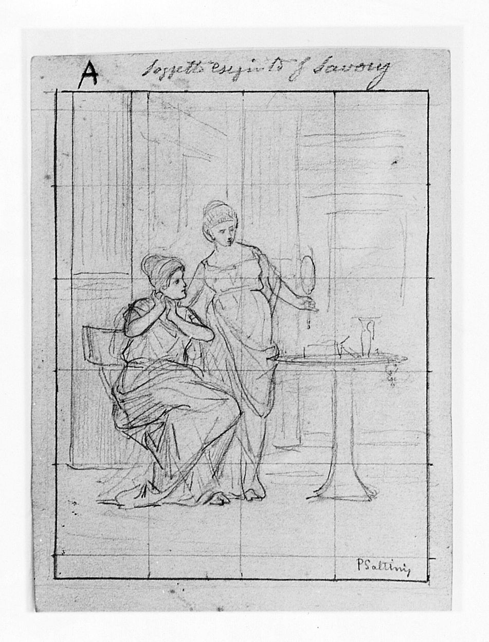 figure femminili (disegno) di Saltini Pietro (terzo quarto sec. XIX)
