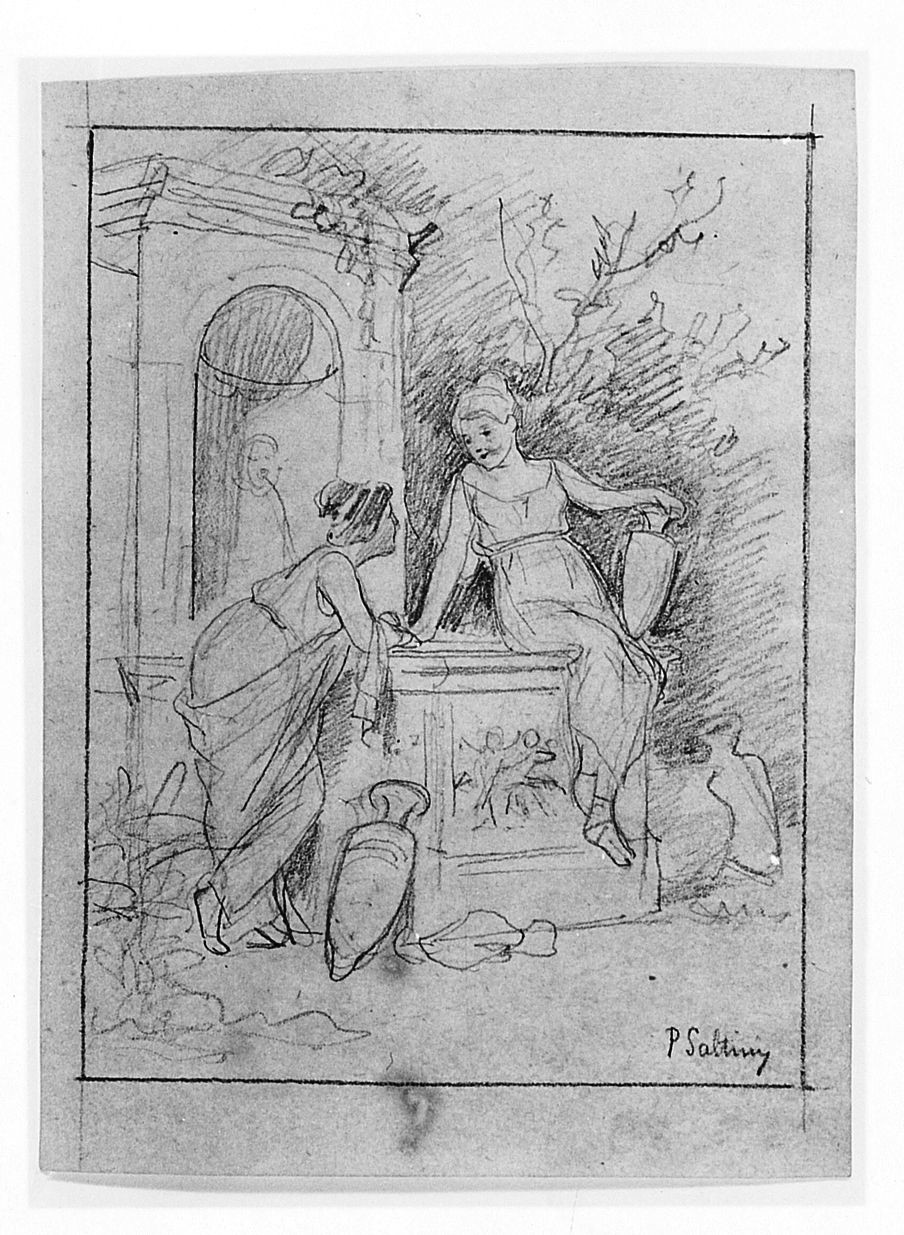 figure femminili (disegno) di Saltini Pietro (terzo quarto sec. XIX)
