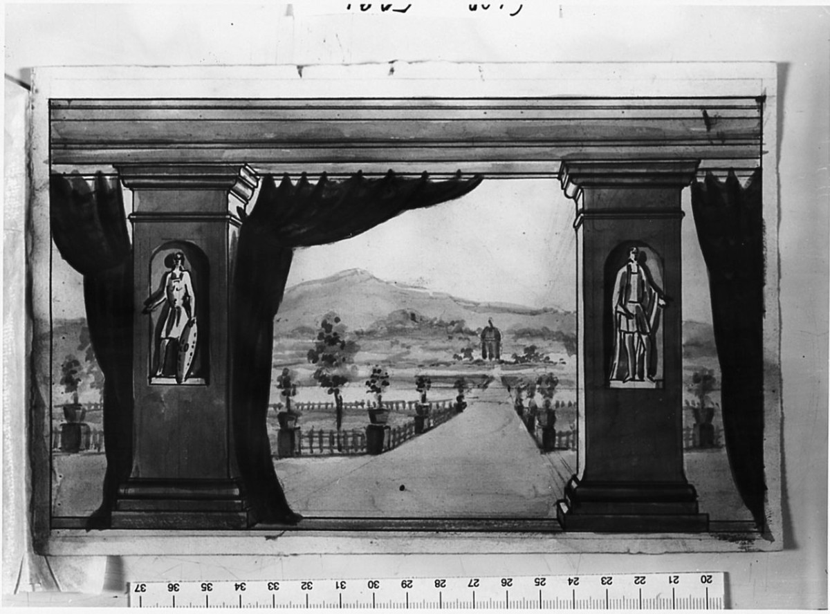 Studio di scenografia, architettura illusionistica (disegno) di Saltini Pietro (terzo quarto sec. XIX)