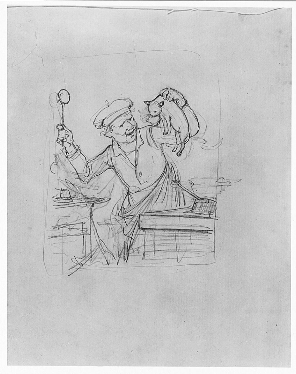 interno di cucina con figure (disegno) di Saltini Pietro (terzo quarto sec. XIX)