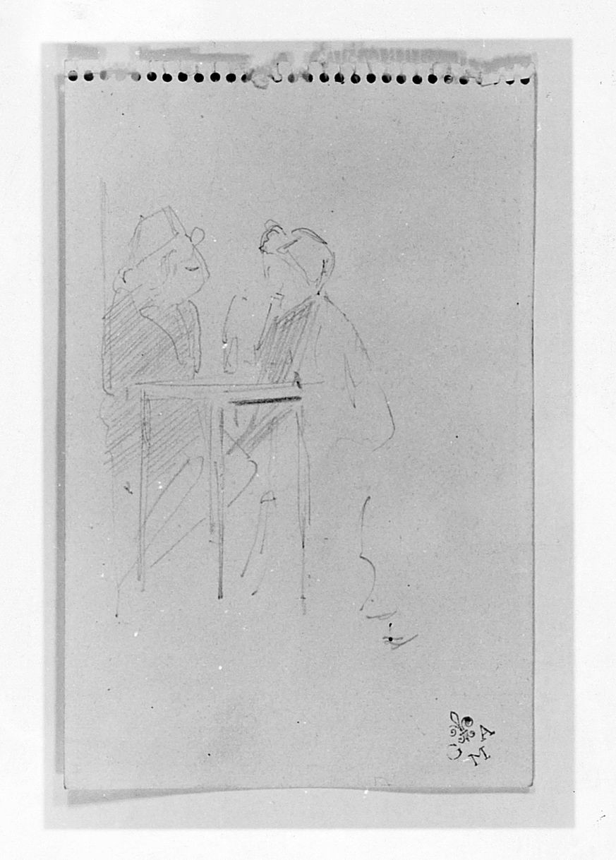 figure femminili a colloquio (disegno) di Tursi Francesco (sec. XX)