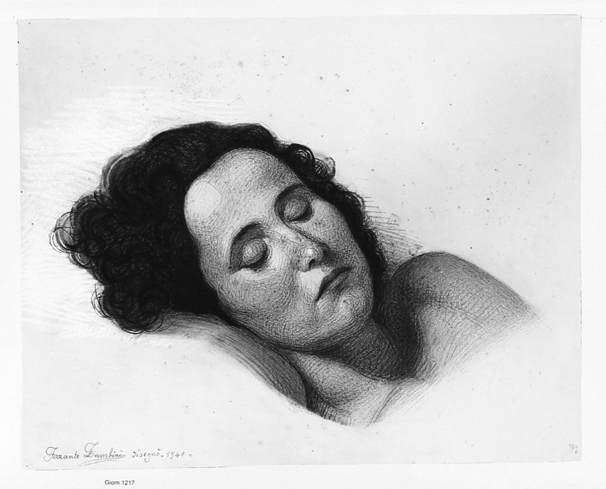 Ritratto della moglie del pittore, ritratto di donna (disegno) di Zambini Ferrante (sec. XX)