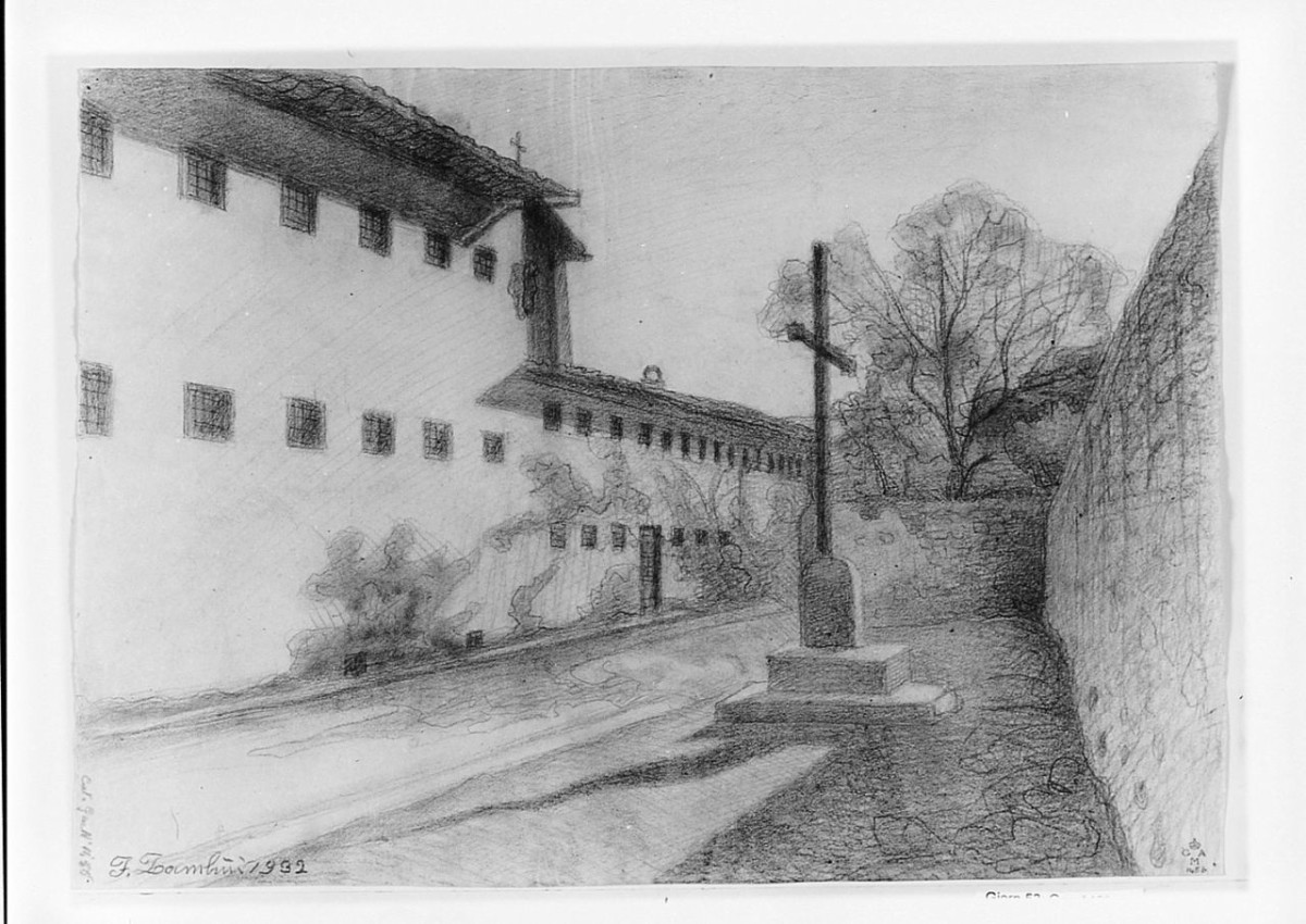 Sepolte vive, veduta di via Santa Marta a Firenze (disegno) di Zambini Ferrante (sec. XX)