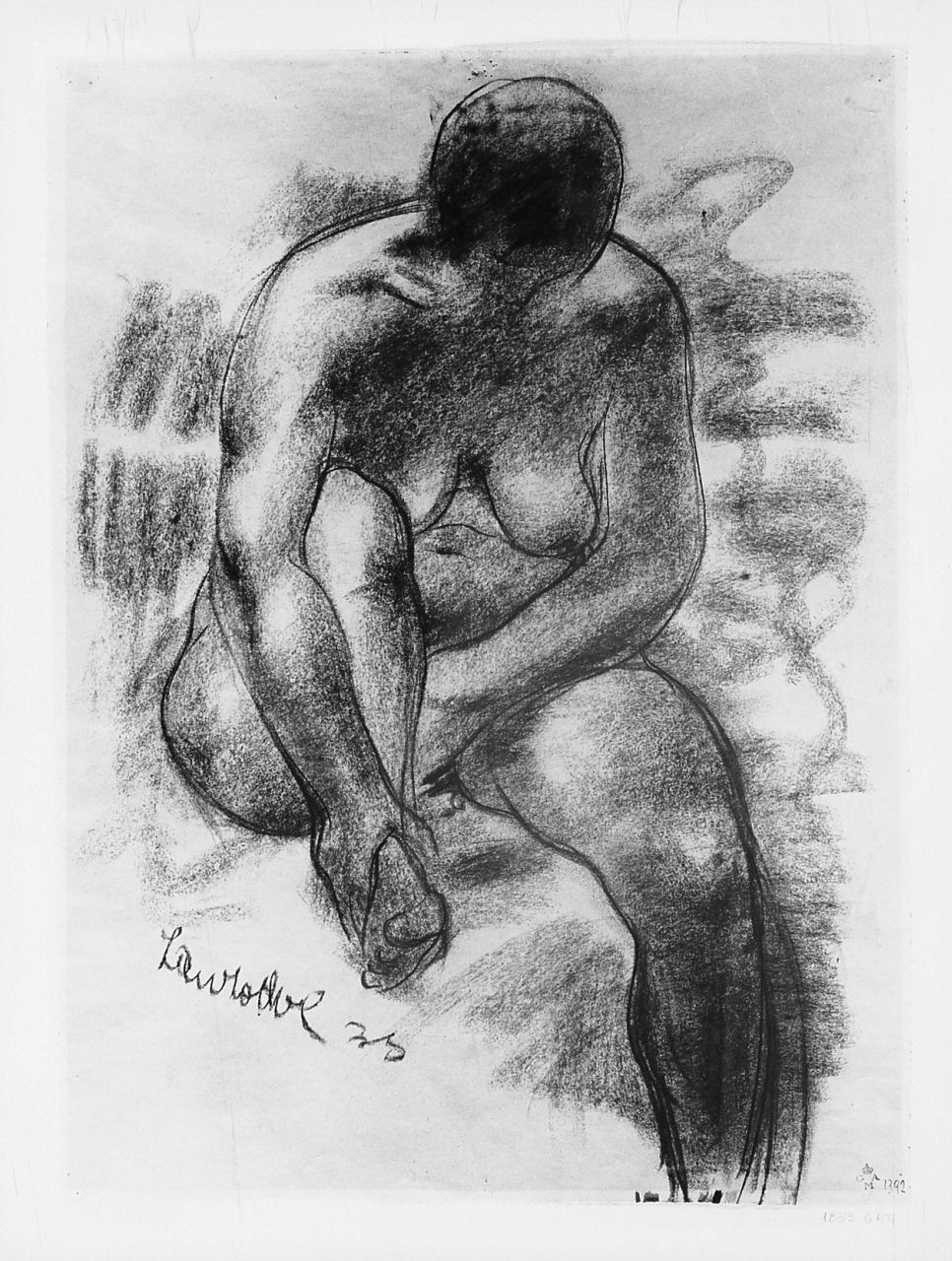 figura femminile nuda (disegno) di Zanzotto Corrado (sec. XX)