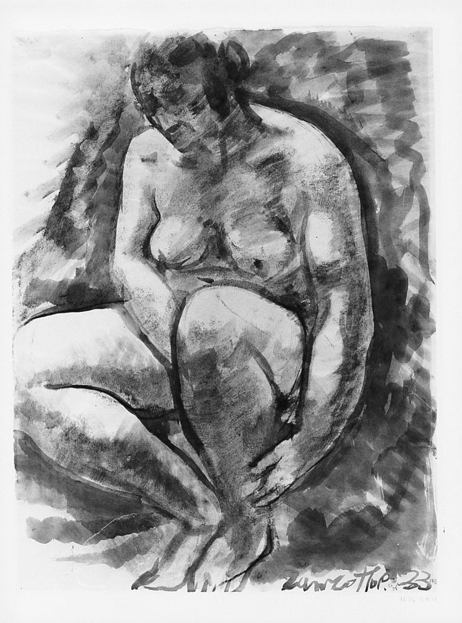 figura femminile nuda (disegno) di Zanzotto Corrado (sec. XX)