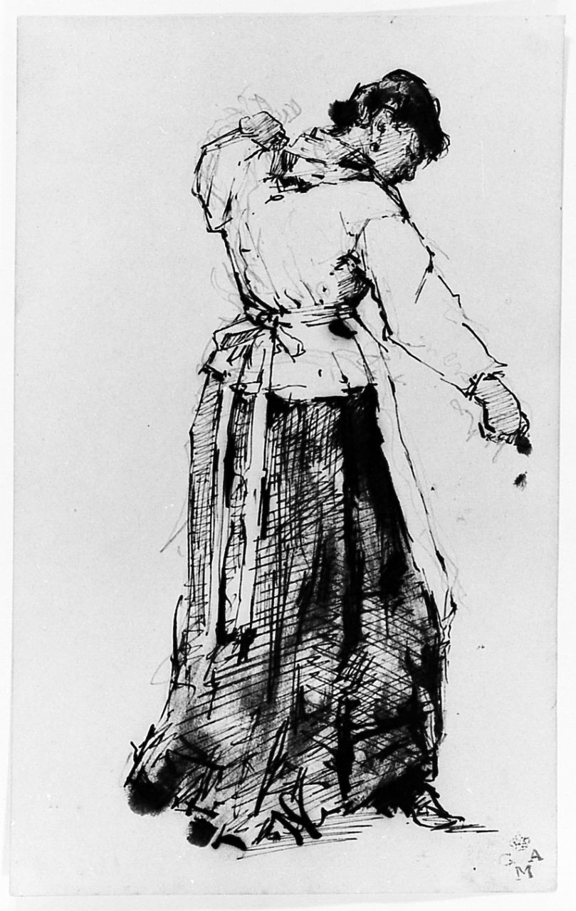 figura femminile (disegno) di Zonaro Fausto (sec. XX)