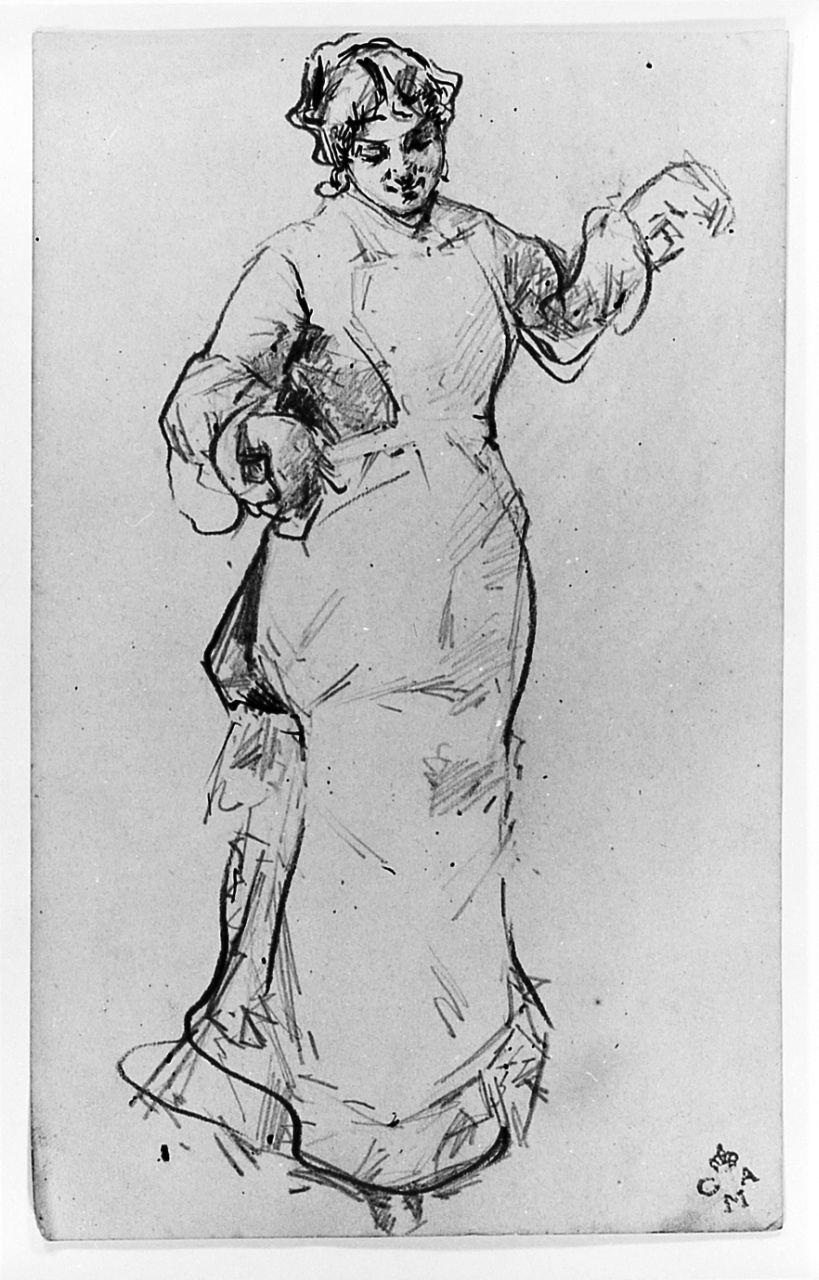 figura femminile (disegno) di Zonaro Fausto (sec. XX)