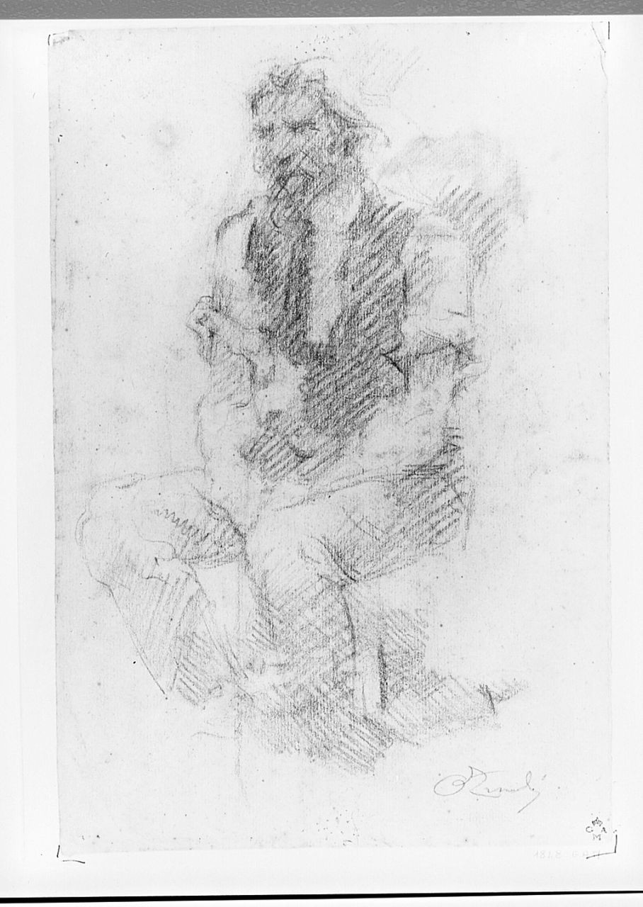 figura maschile di anziano (disegno) di Zuccoli Oreste (sec. XX)