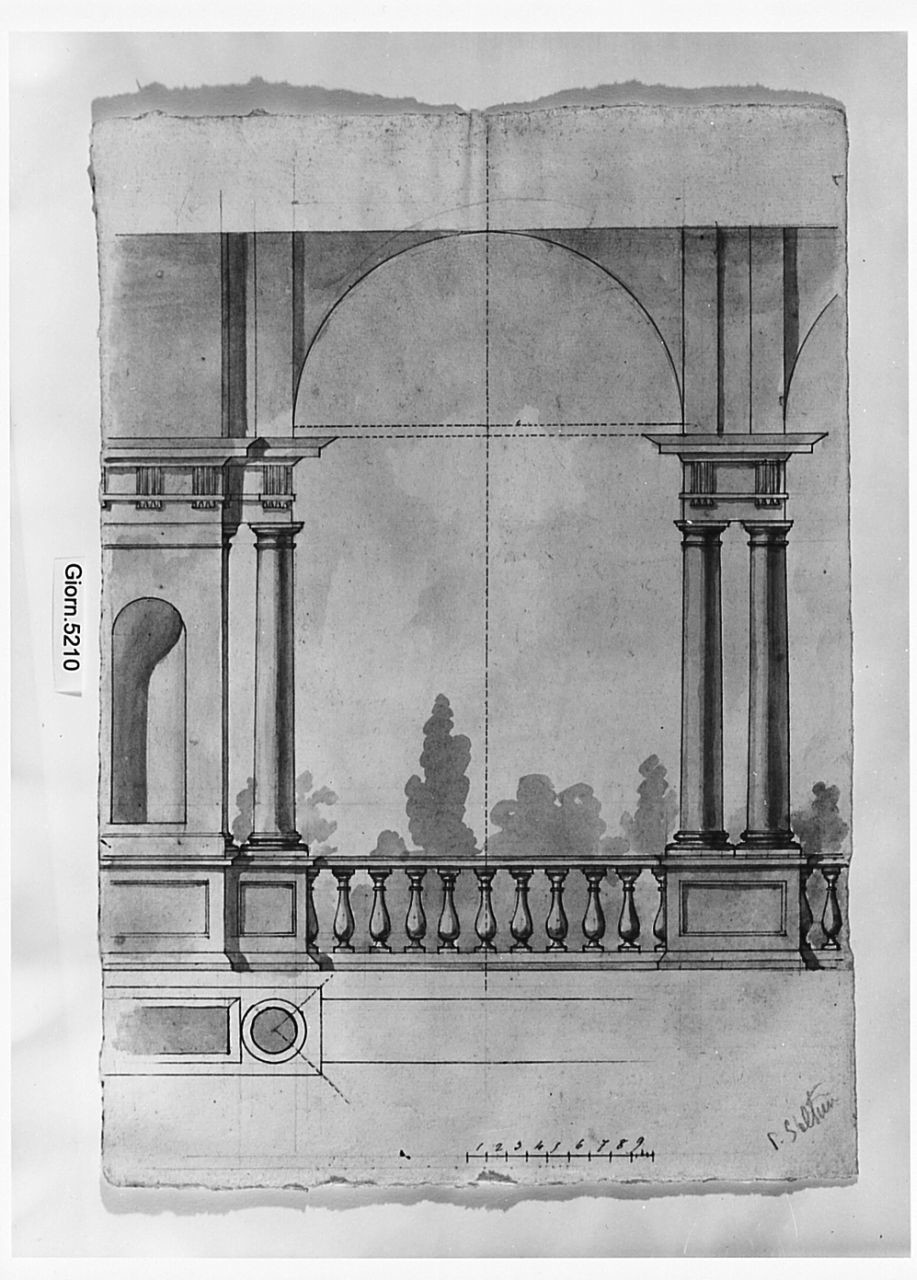disegno geometrico (r.), disegno geometrico, studio di una testa (v.) (disegno) di Saltini Pietro (terzo quarto sec. XIX)