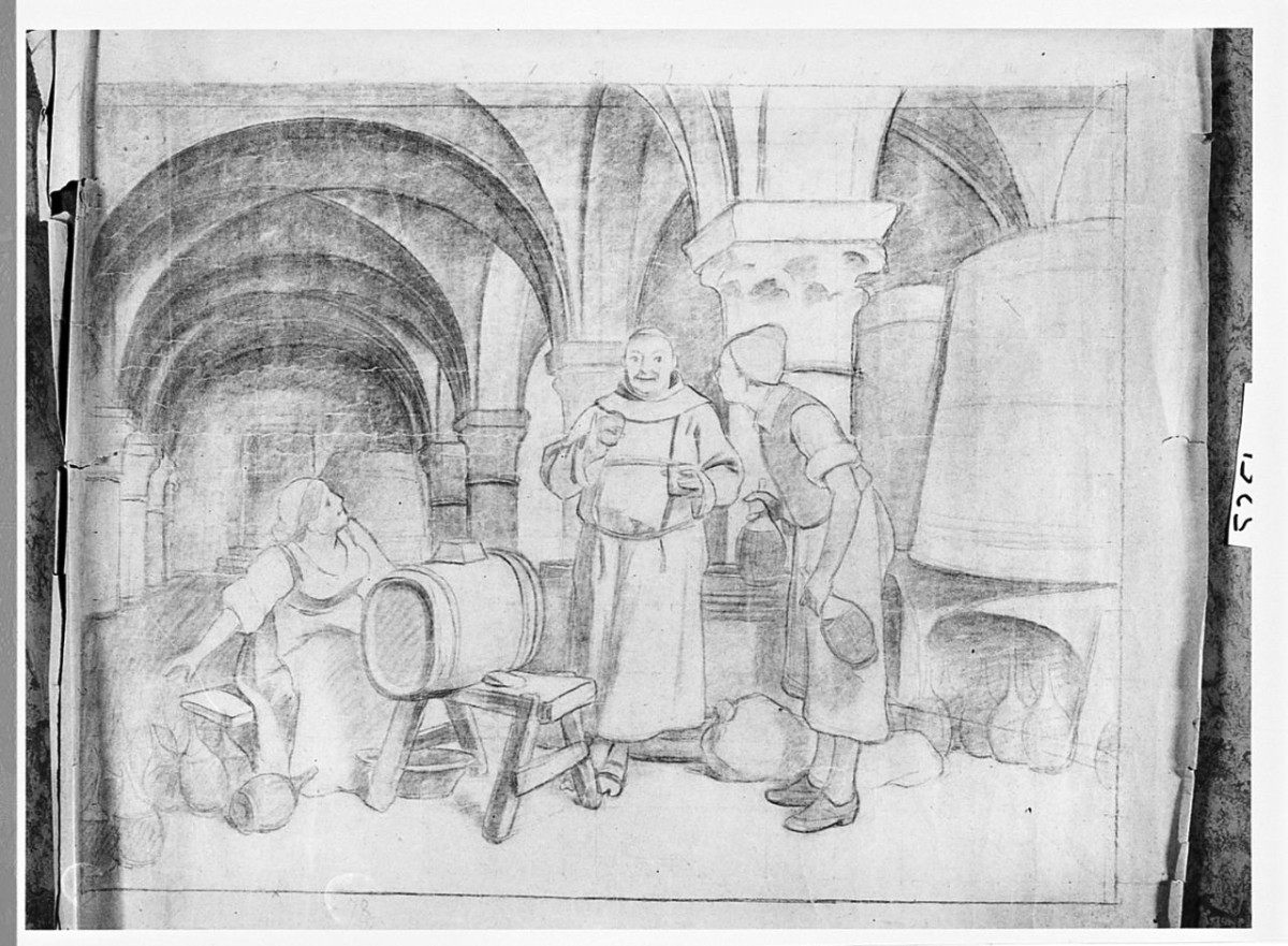interno con figure (r.), interno con figure (v.) (disegno) di Saltini Pietro (terzo quarto sec. XIX)