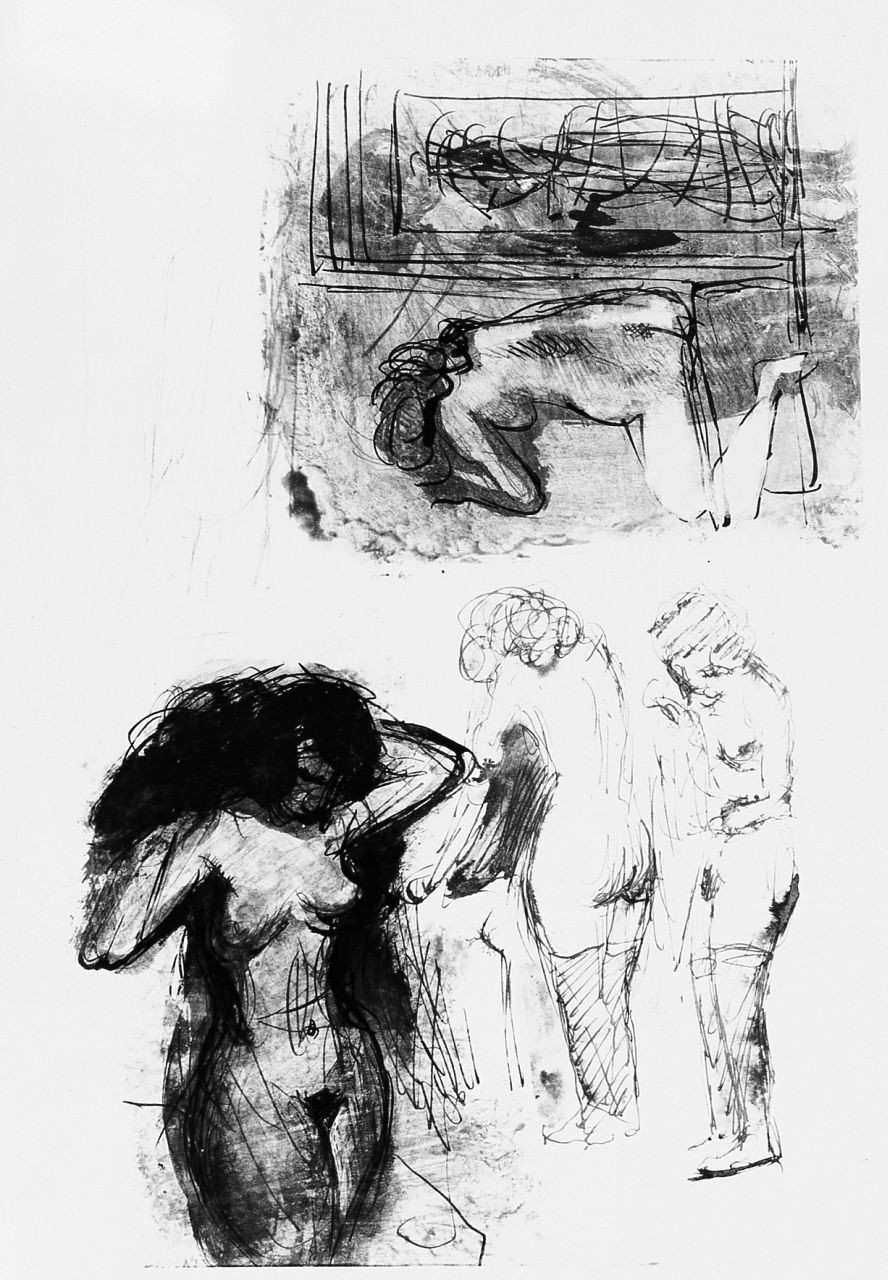 figure femminili nude (r.), figure maschili (v.) (disegno) di Sironi Mario (sec. XIX)
