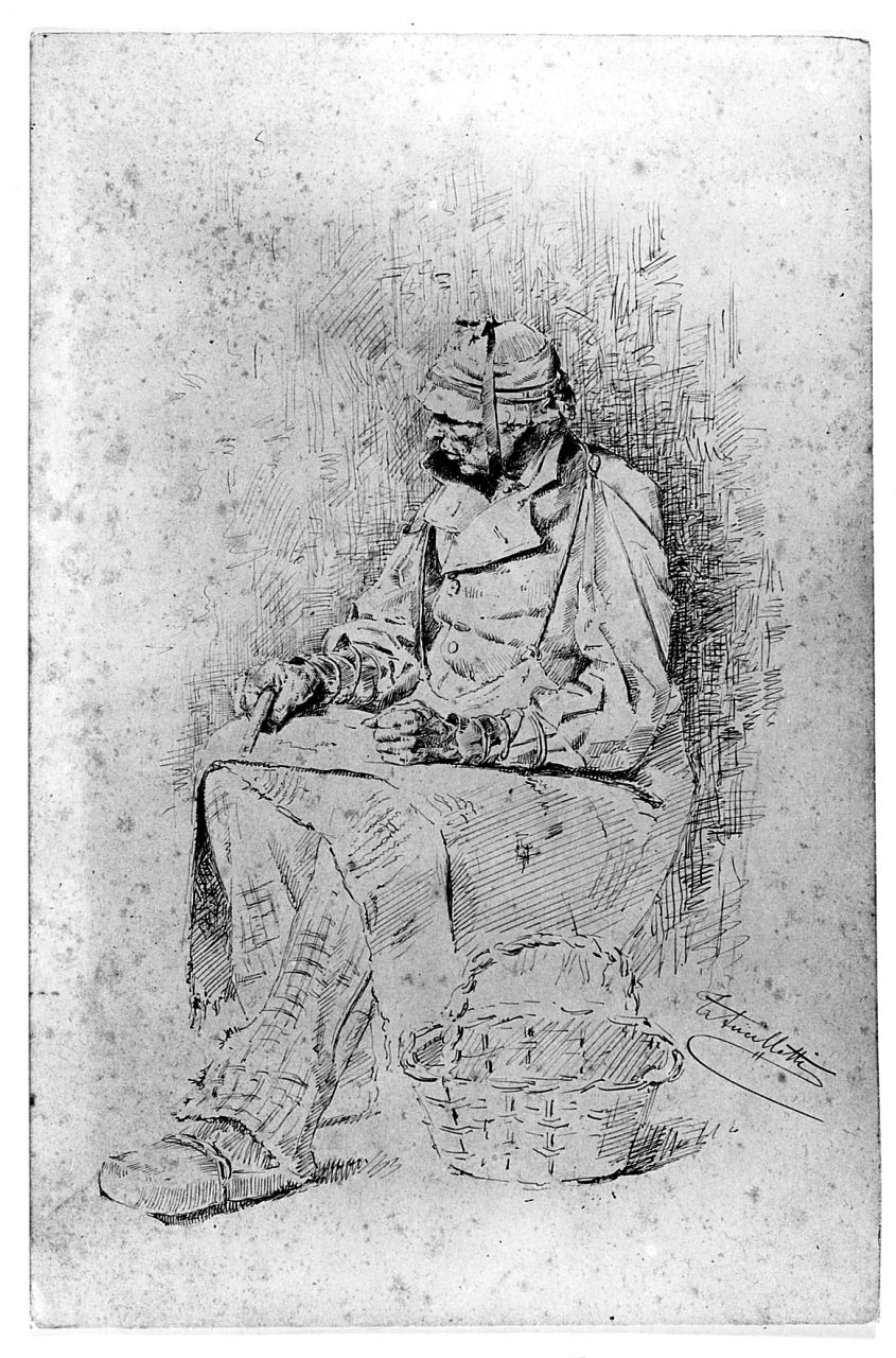 Invalido, figura maschile (disegno) di Ancillotti Torello (sec. XIX)