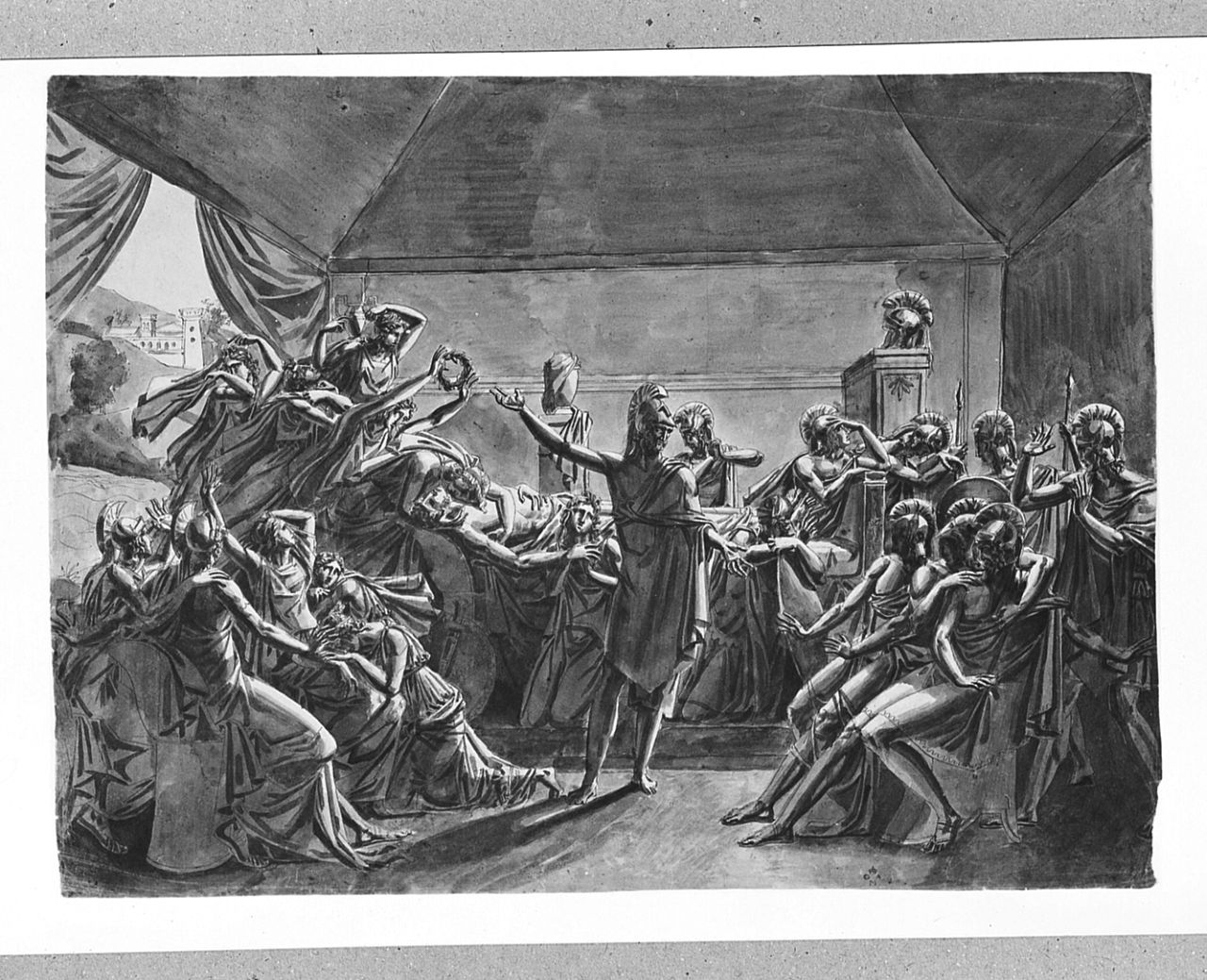 interno con figure (disegno) di Ademollo Luigi (prima metà sec. XIX)