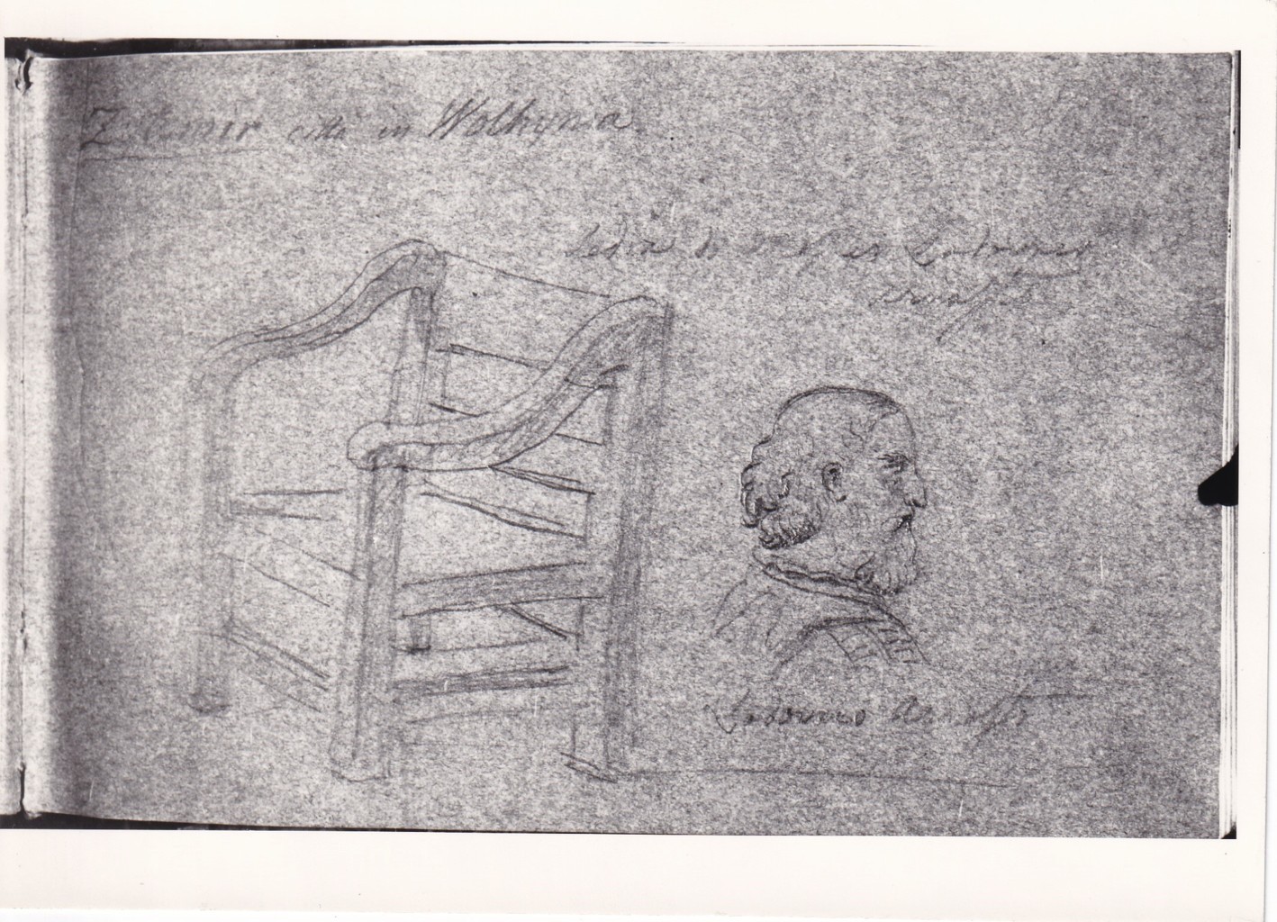 Una sedia e profilo barbato (r.), Schizzo con una assunzione della Madonna (v.) (disegno) di Bezzuoli Giuseppe (sec. XIX)