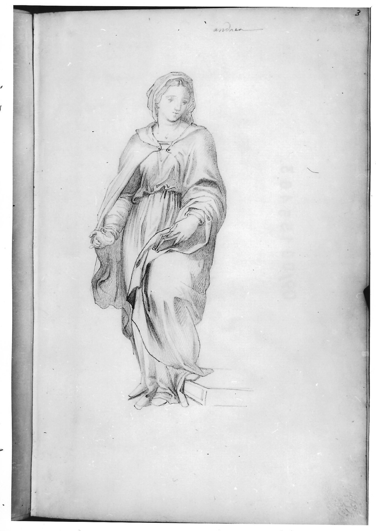 Madonna annunciata (disegno) di Bezzuoli Giuseppe (sec. XIX)