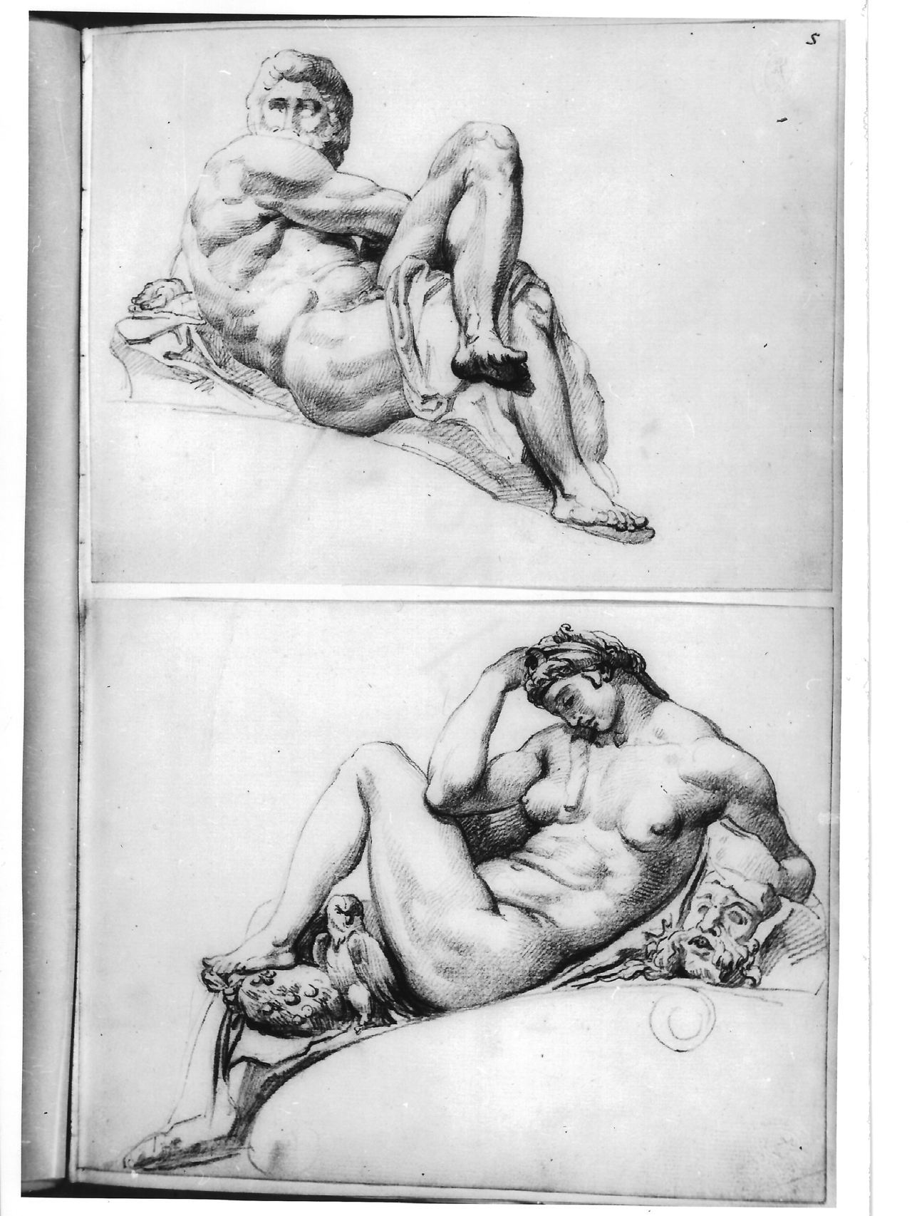 Il Giorno/ La Notte (disegno) di Bezzuoli Giuseppe (sec. XIX)