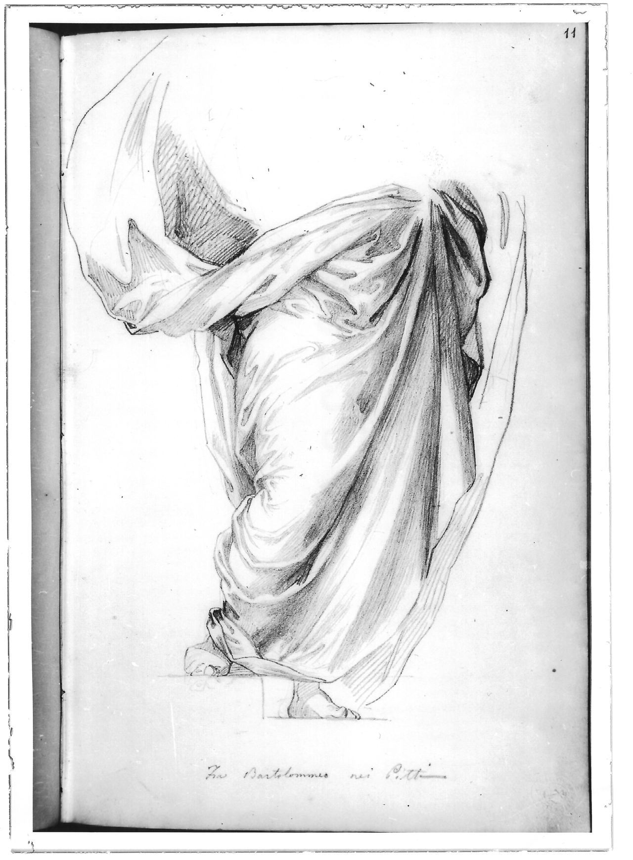 Studio di un panneggio (disegno) di Bezzuoli Giuseppe (sec. XIX)