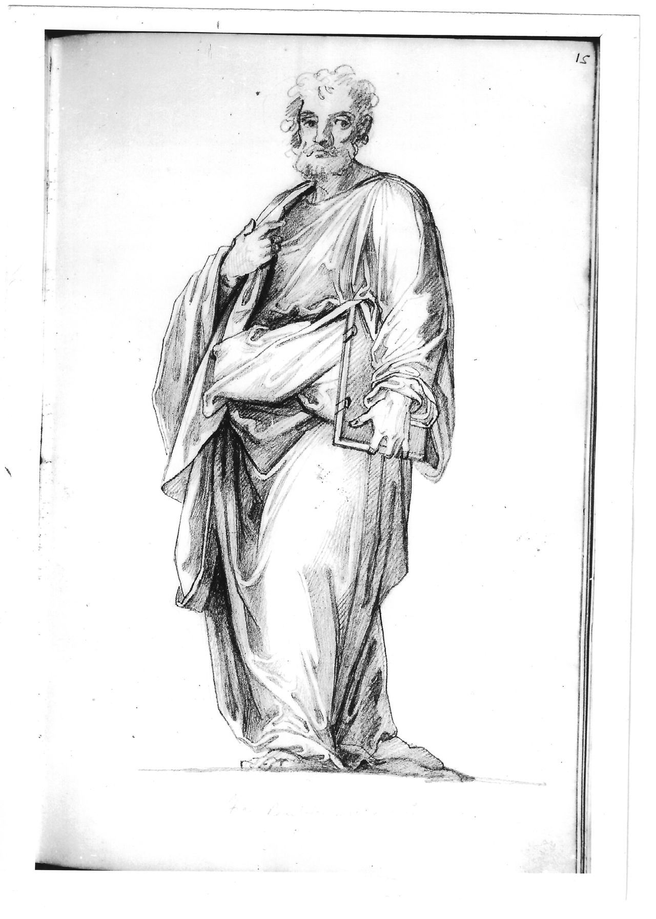 Figura virile in piedi (disegno) di Bezzuoli Giuseppe (sec. XIX)