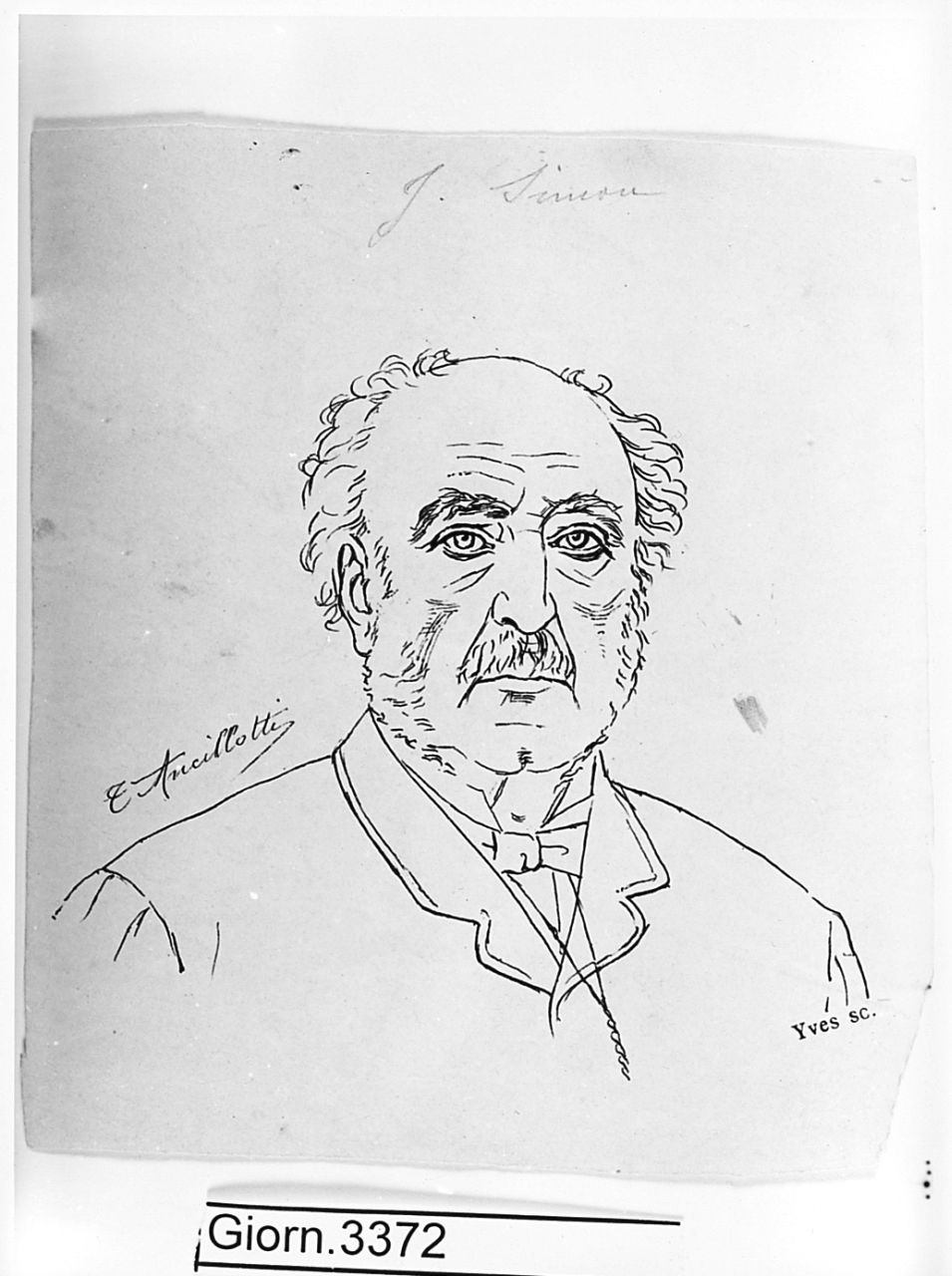 ritratto di J. Simon (disegno) di Ancillotti Torello (ultimo quarto sec. XIX)