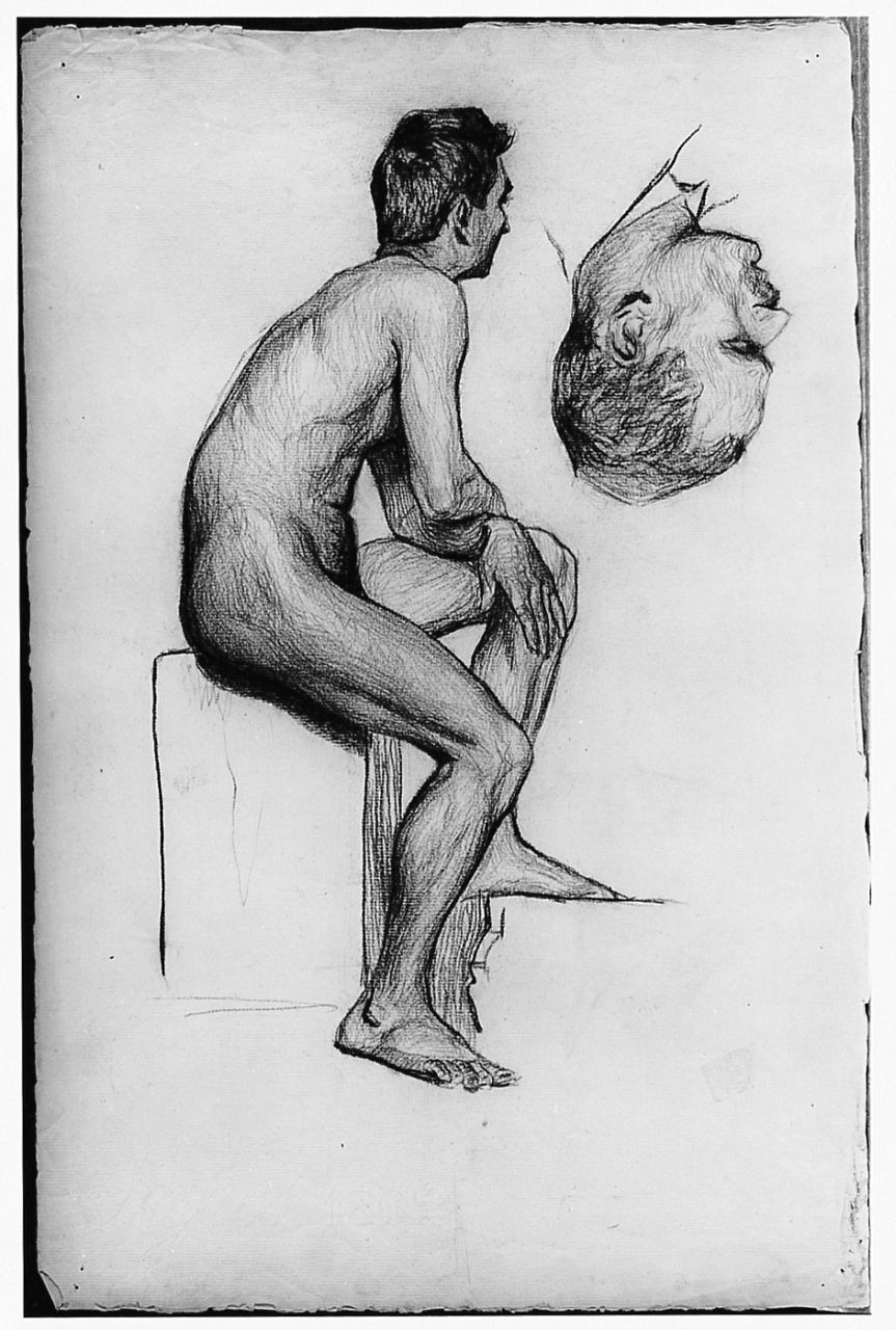 figura maschile/ testa d'uomo (disegno) di Ancillotti Goretti Beatrice (sec. XX)