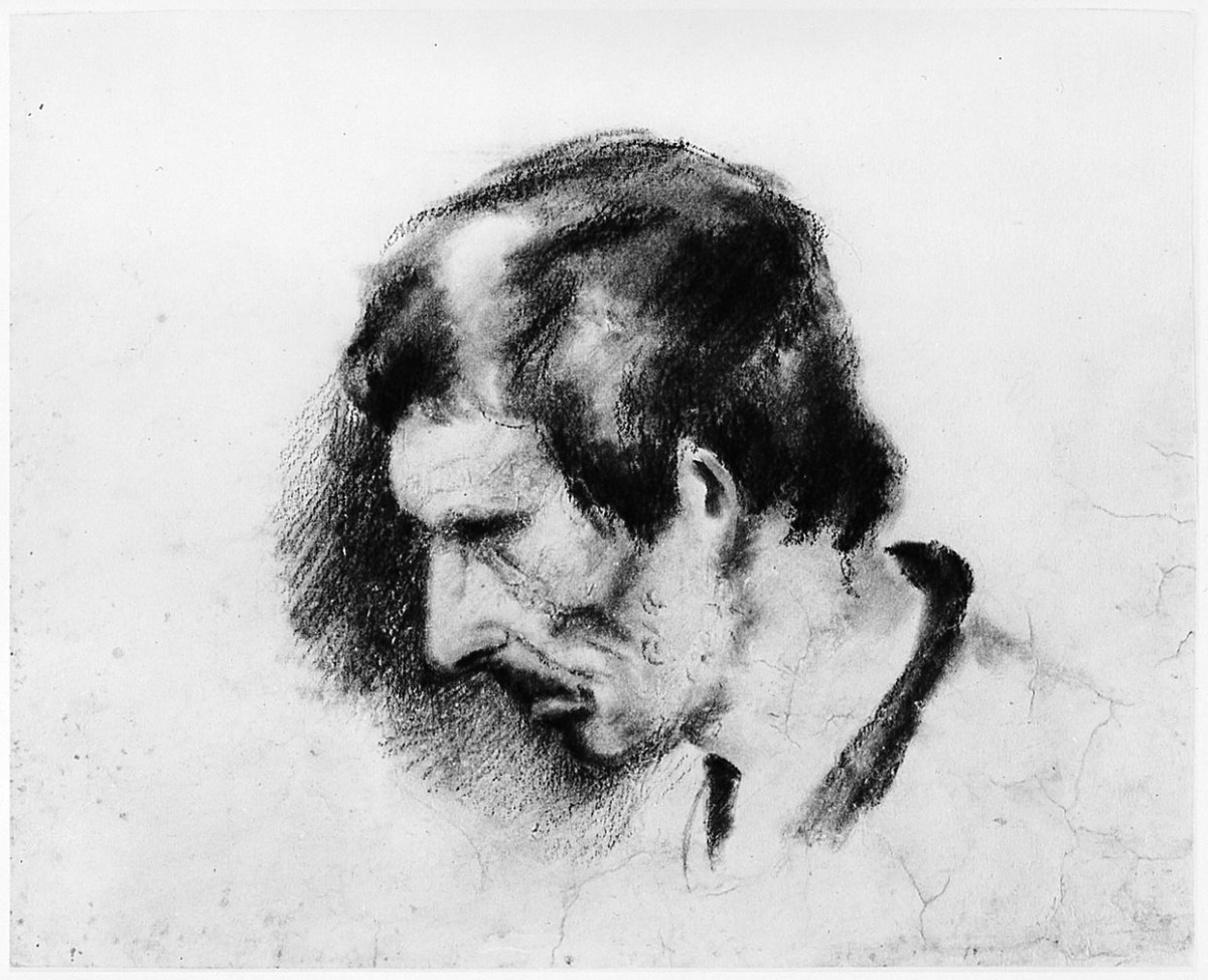 testa d'uomo di profilo (disegno) di Ancillotti Goretti Beatrice (sec. XX)