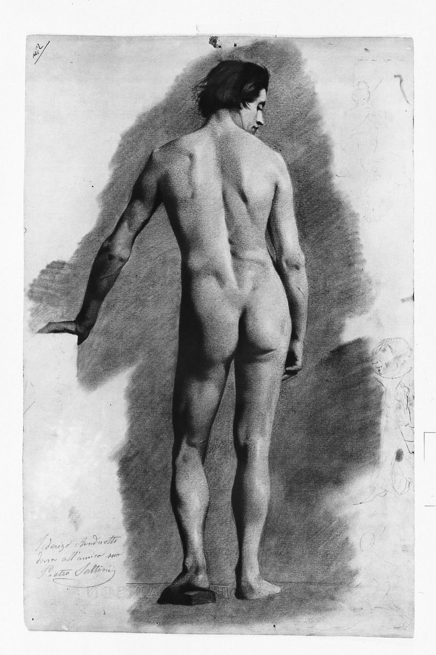 figura maschile (r.), figura maschile (v.) (disegno) di Andreotti Federico (sec. XX)