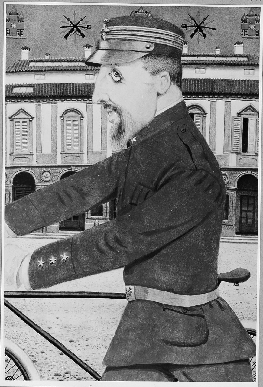 caricatura del capitano Roster alle Cascine, figura maschile (disegno) di Baldwin John (sec. XX)