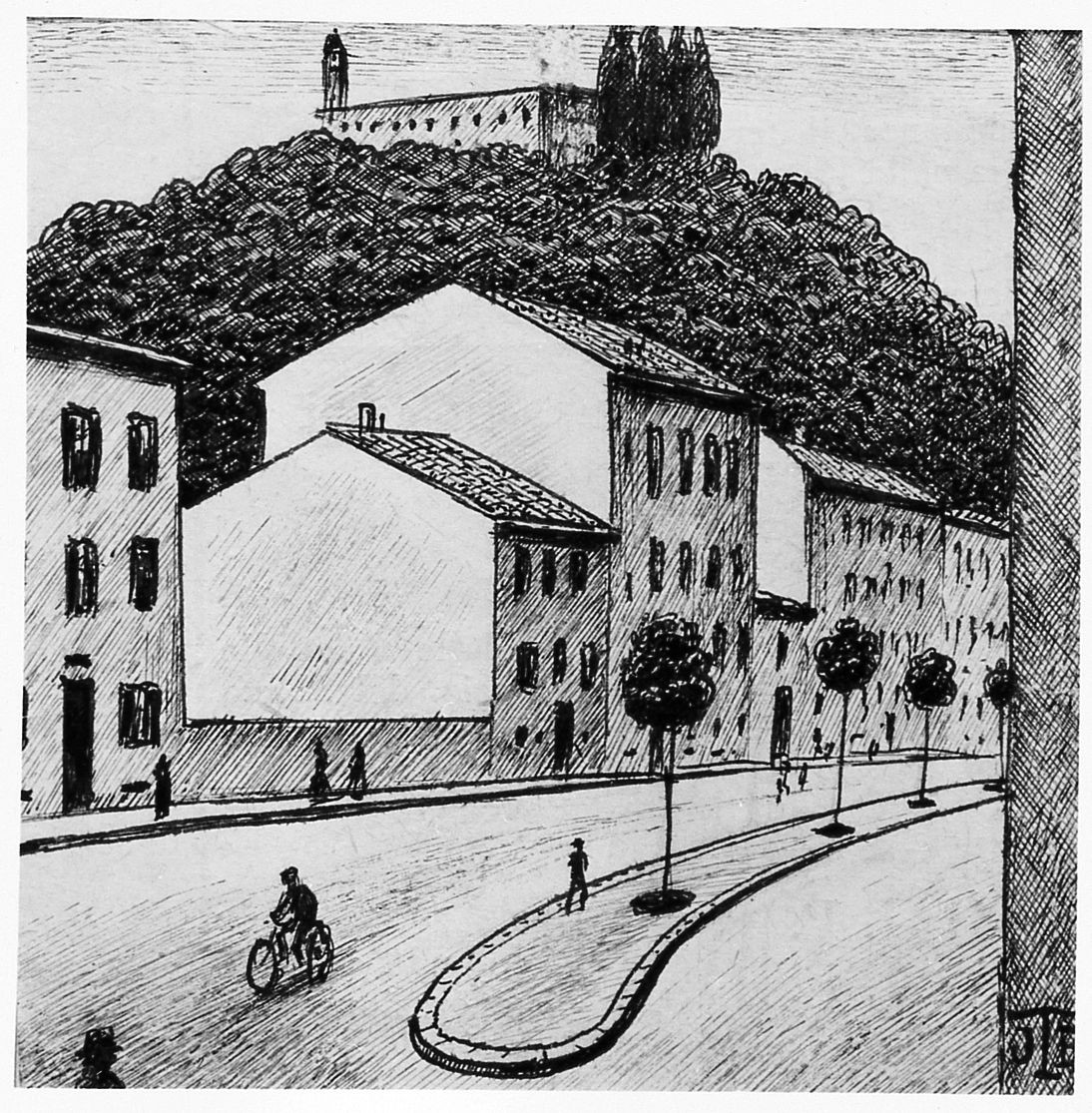 Veduta del Lungarno a Monteuliveto (disegno) di Baldwin John (sec. XX)