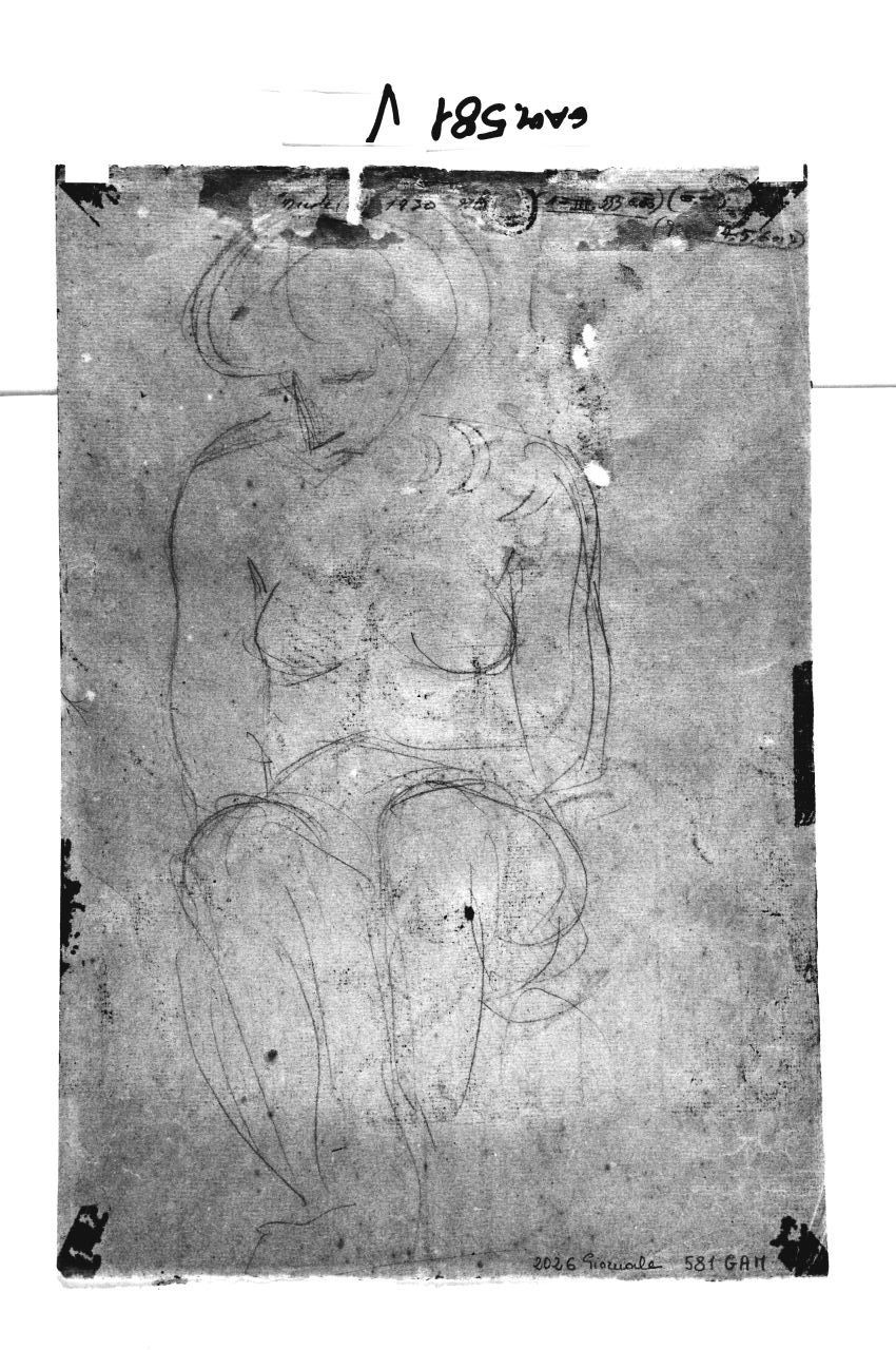 figura femminile nuda (disegno) di Baldwin John (sec. XX)