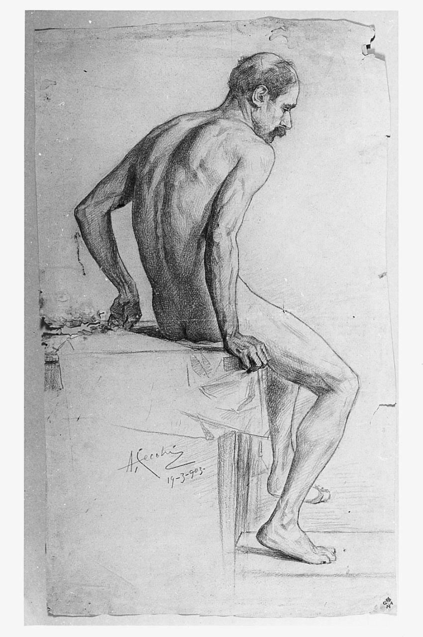 figura maschile (disegno) di Cecchi Adriano (sec. XX)