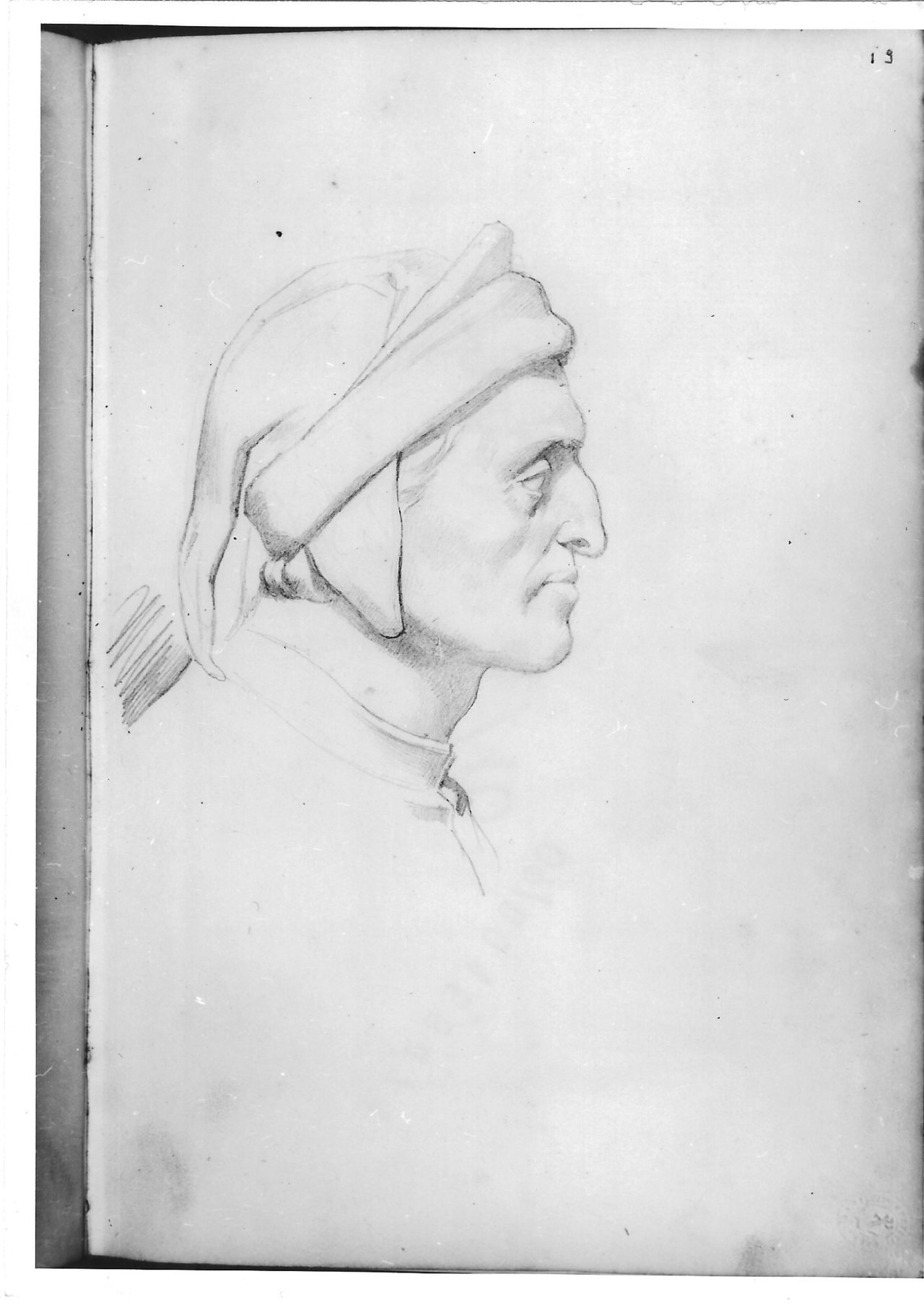 Profilo di Dante (disegno) di Bezzuoli Giuseppe (sec. XIX)