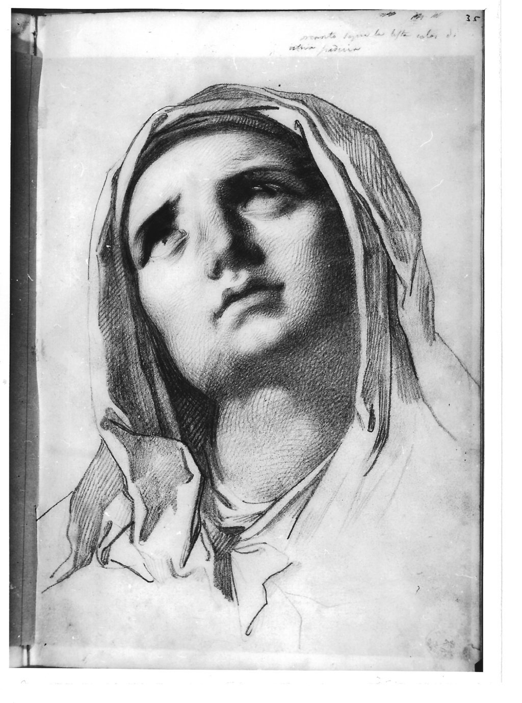 Testa di donna velata (r.), Madonna con Bambino e santi (v.) (disegno) di Bezzuoli Giuseppe (sec. XIX)