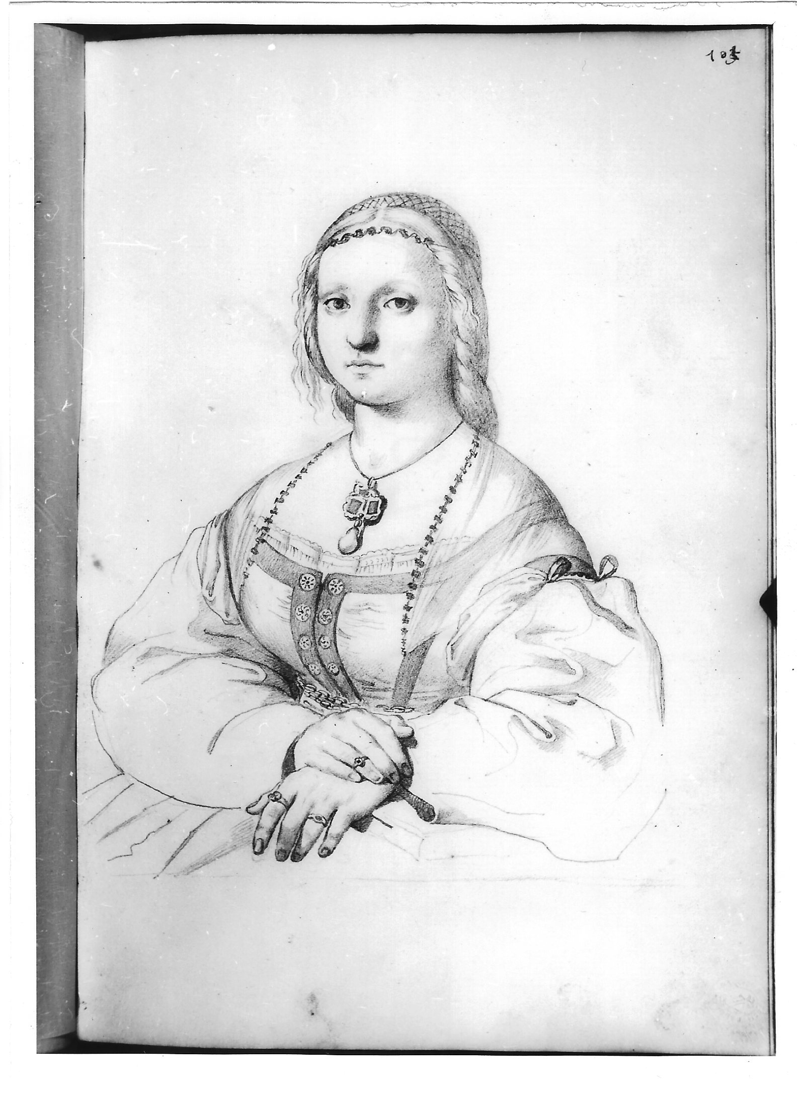 Busto ritratto di donna (disegno) di Bezzuoli Giuseppe (sec. XIX)