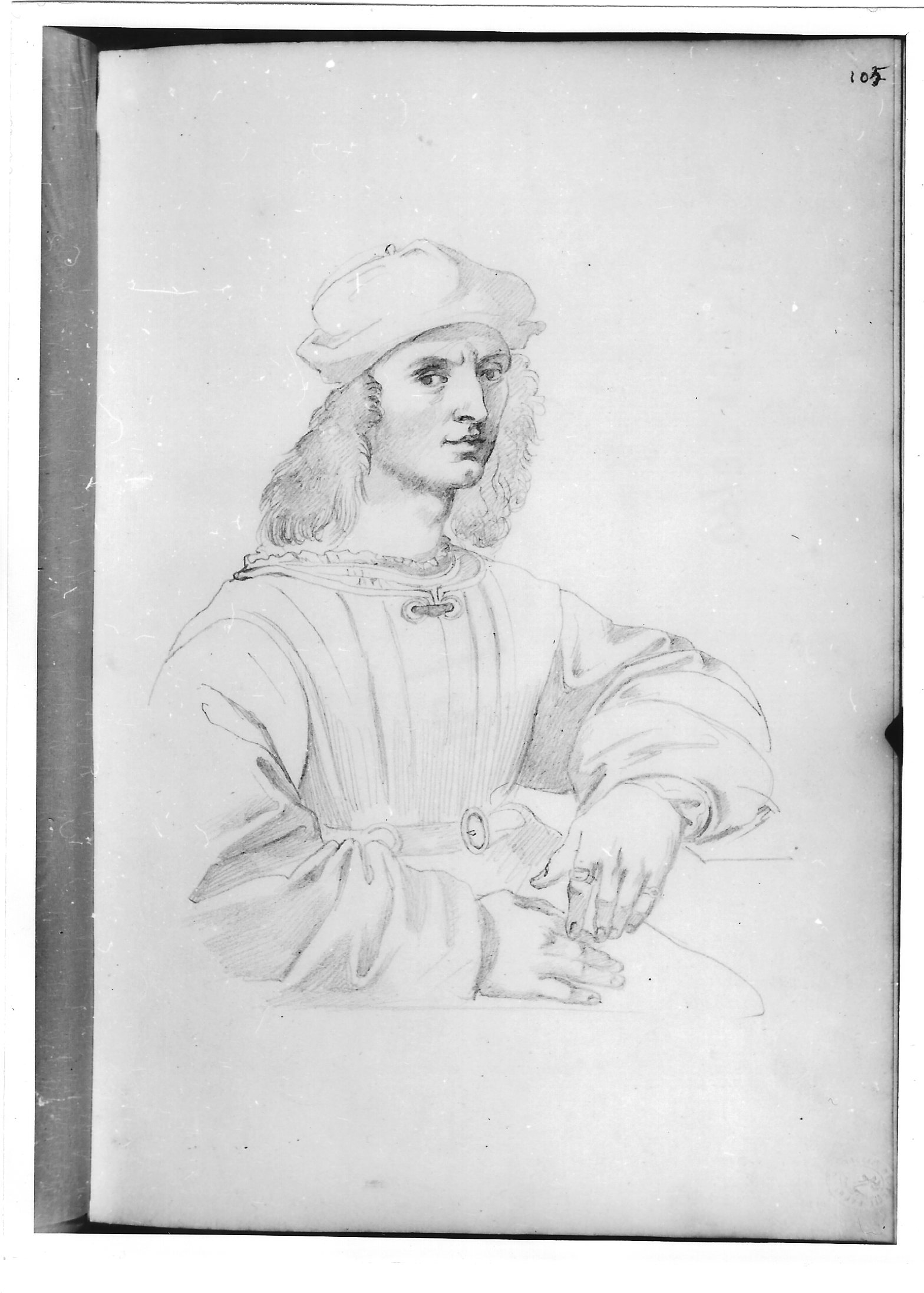 Busto ritratto di giovane uomo seduto (disegno) di Bezzuoli Giuseppe (sec. XIX)